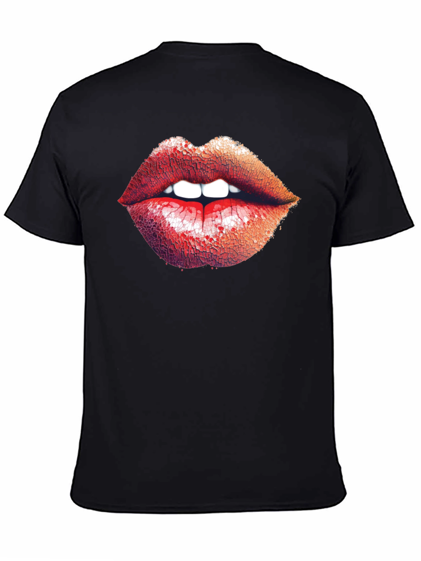 Bold Lips Graphic Print Black T-Shirt