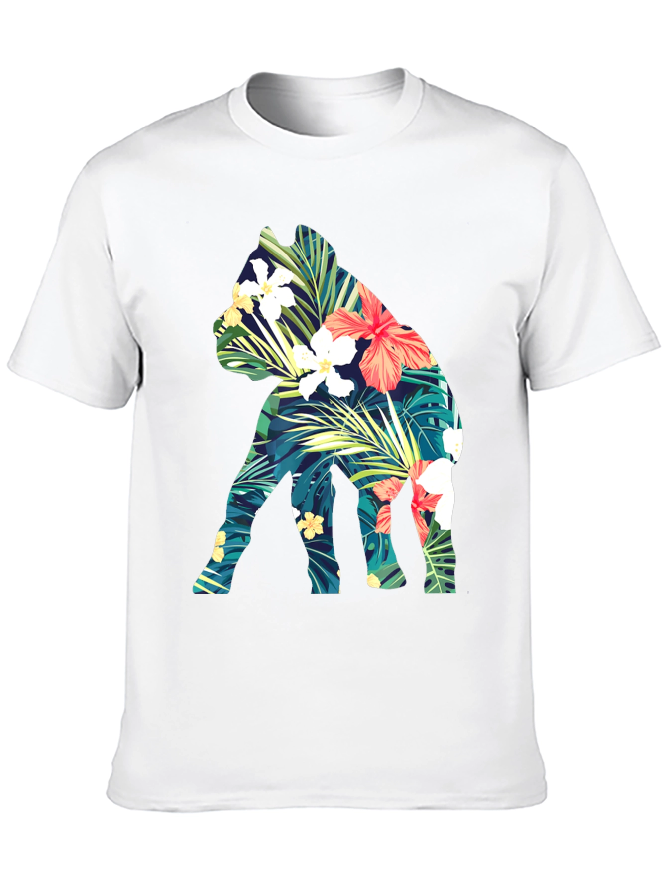 Floral Dog Print Black T-Shirt