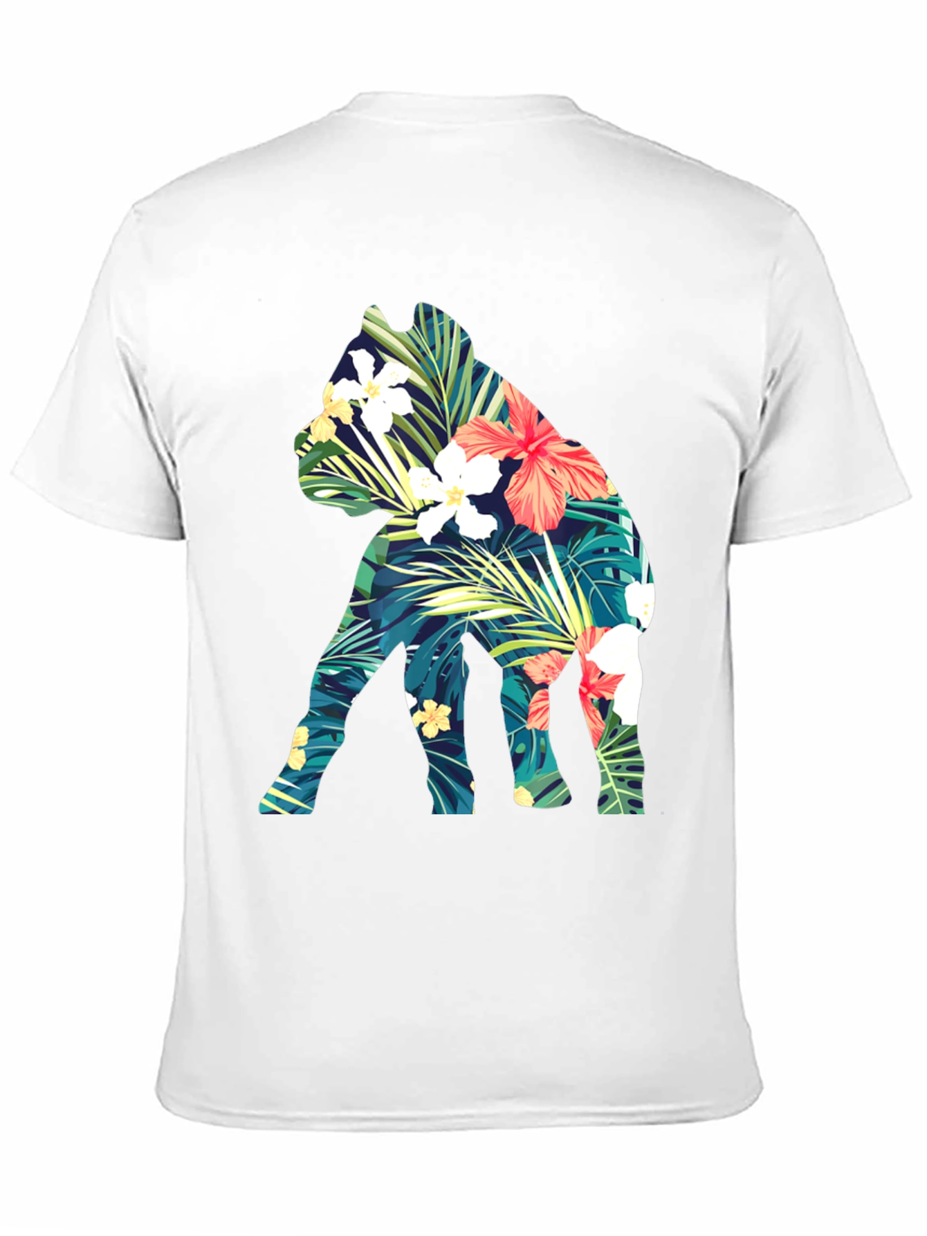 Floral Dog Print Black T-Shirt