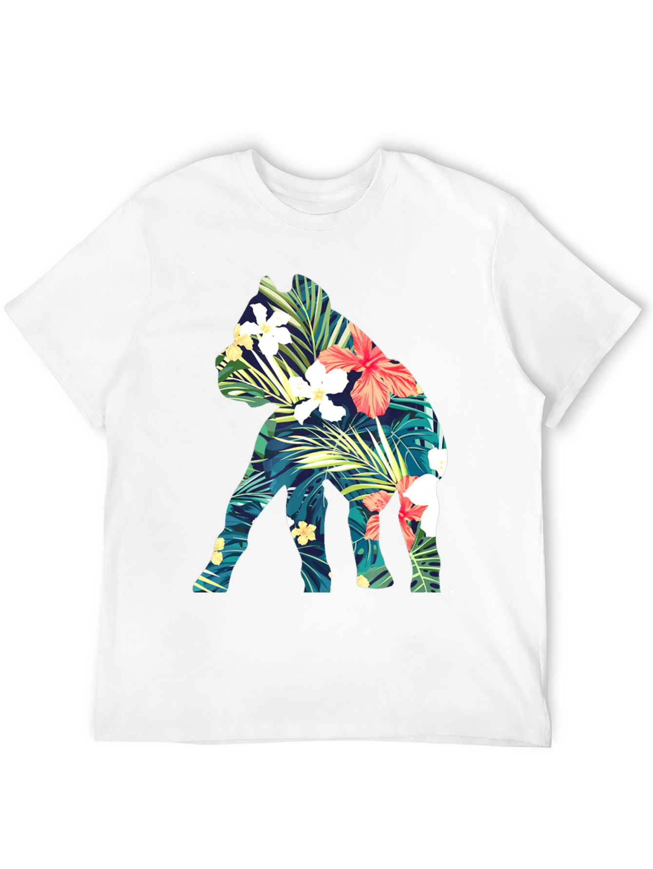 Floral Dog Print Black T-Shirt