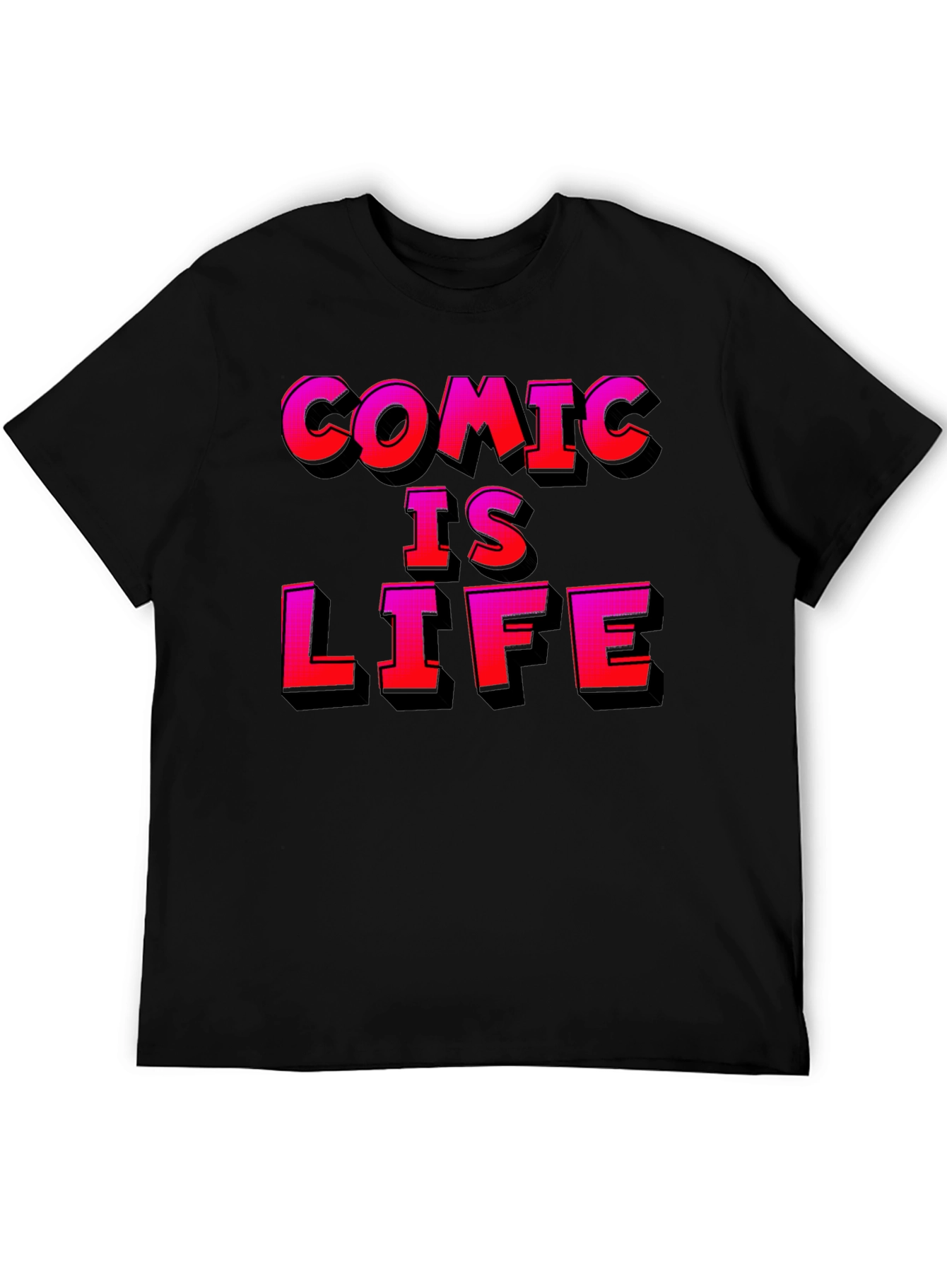 Comic Is Life Graphic T-Shirt - Black Cotton Tee