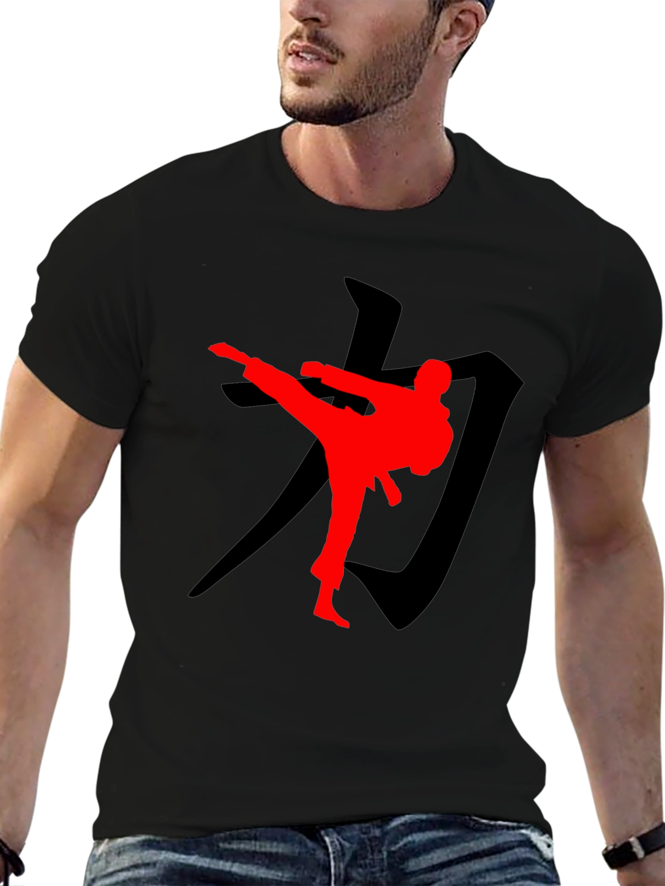 Karate Kick Graphic T-Shirt - Black Martial Arts Tee