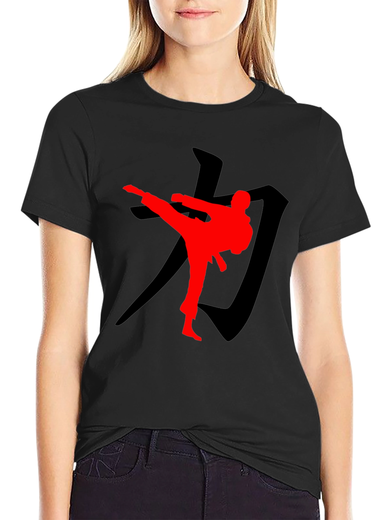 Karate Kick Graphic T-Shirt - Black Martial Arts Tee