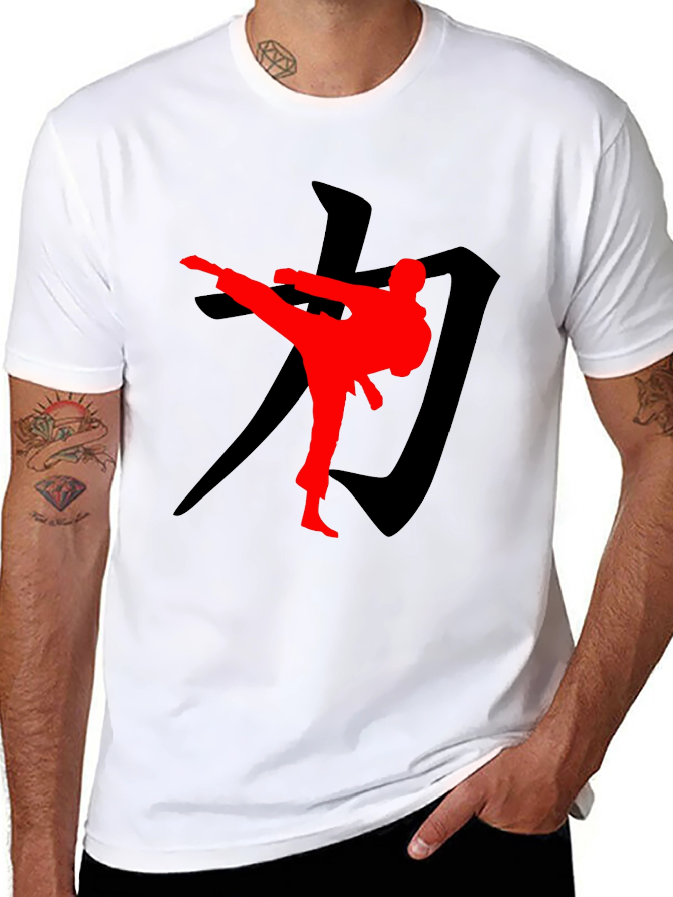 Karate Kick Graphic T-Shirt - Black Martial Arts Tee