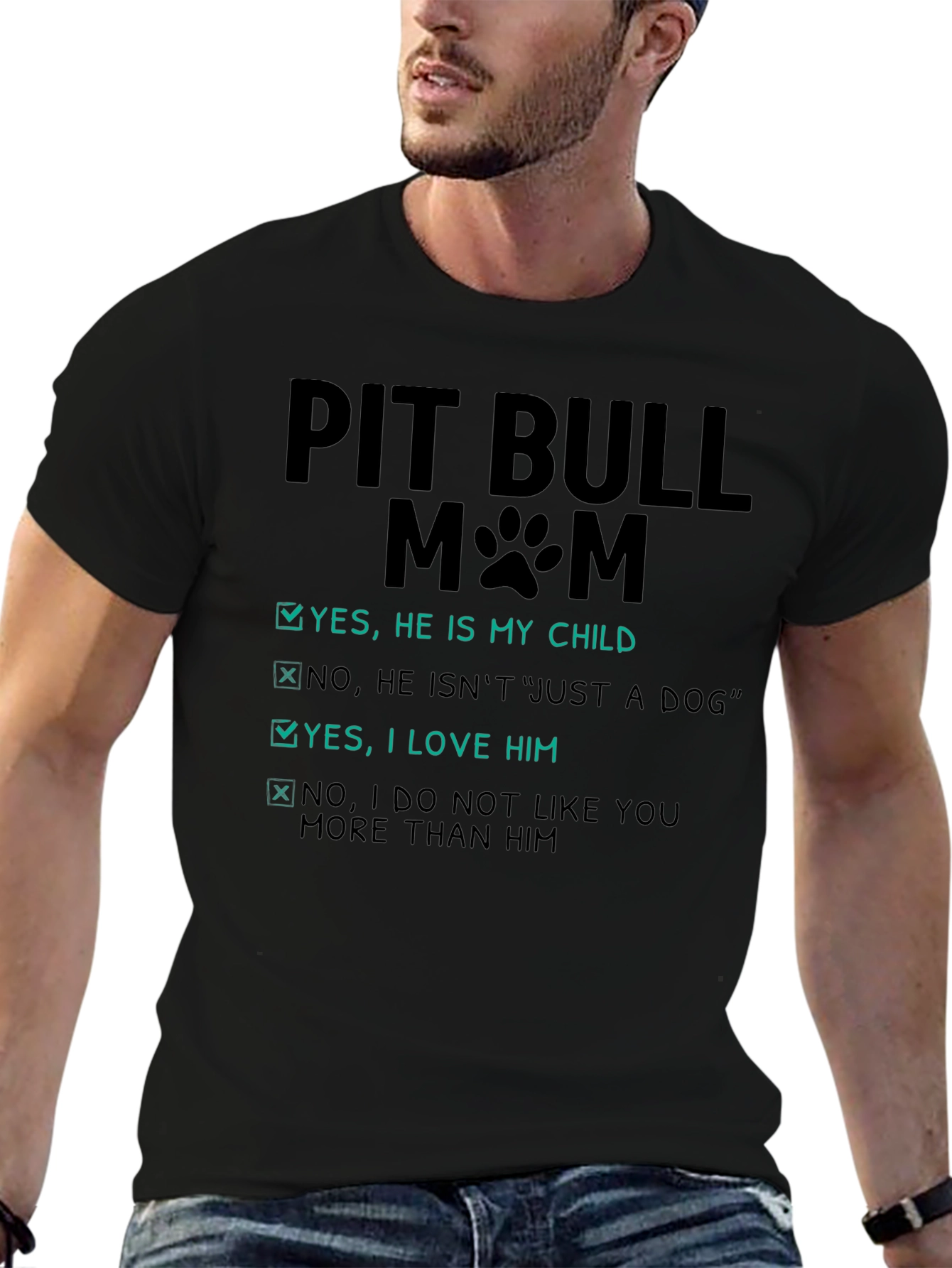 Pit Bull Mom Novelty Graphic Tee