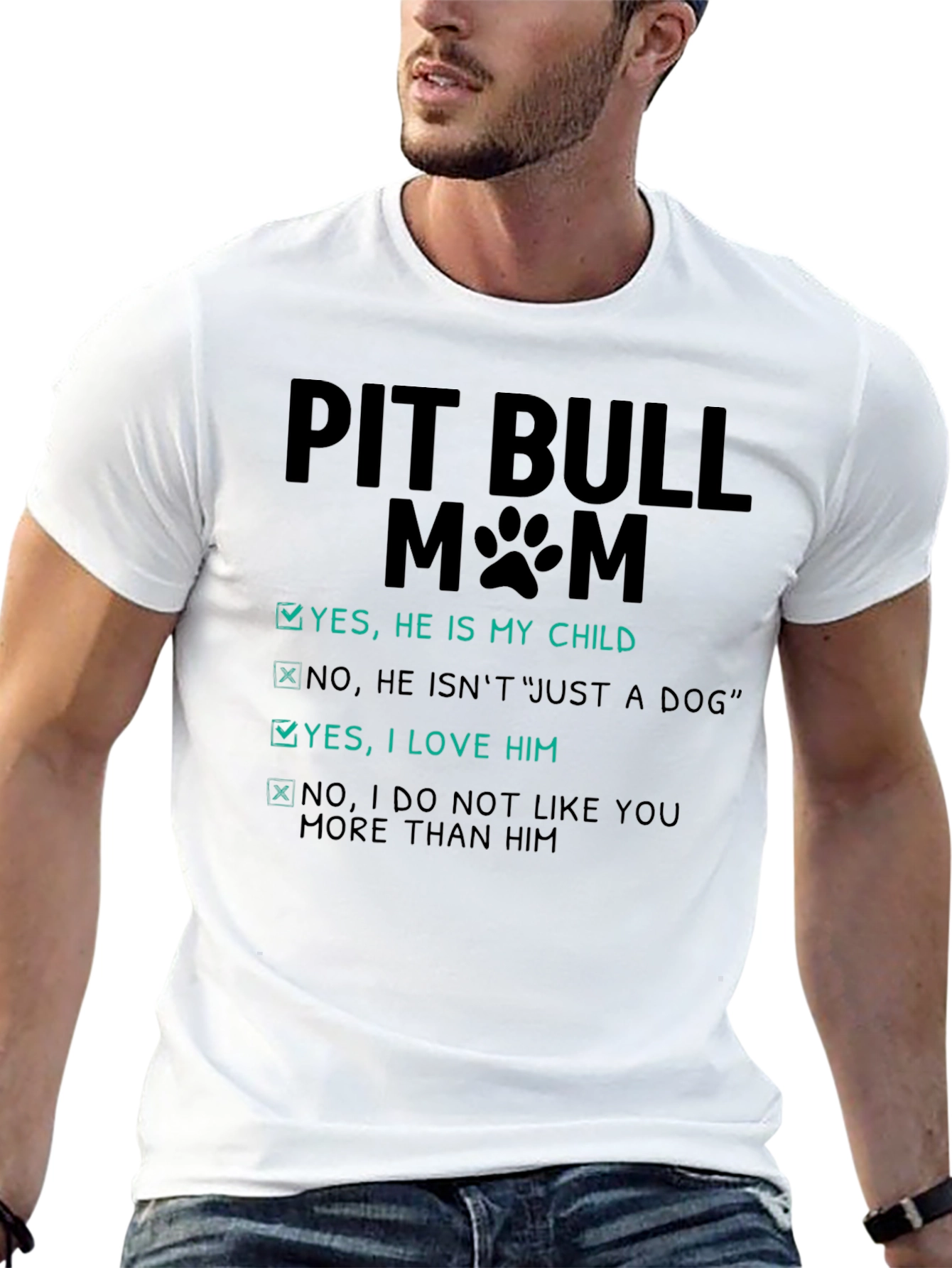 Pit Bull Mom Novelty Graphic Tee