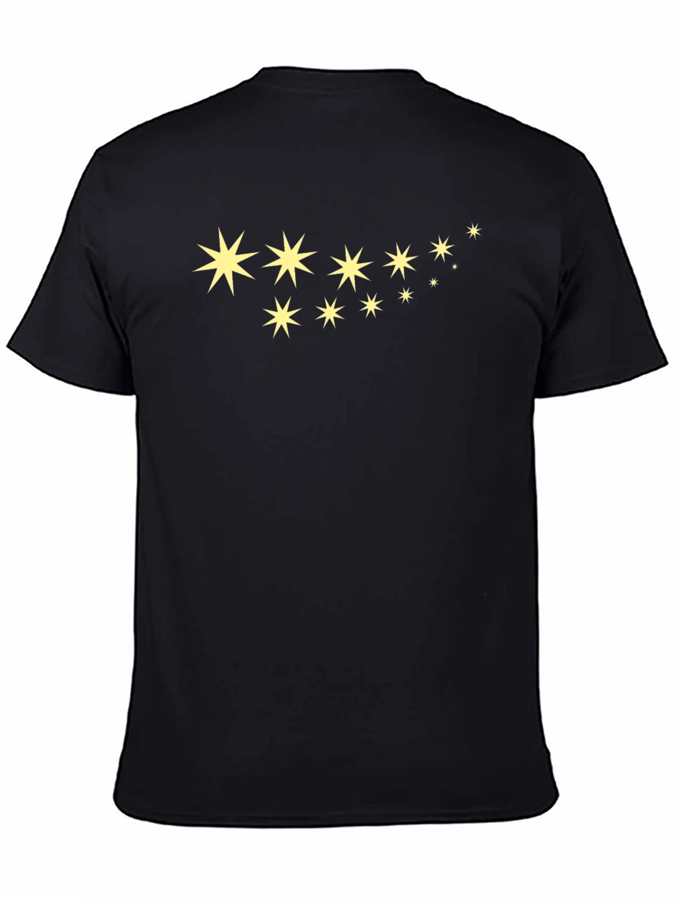 Star Pattern Black Cotton T-Shirt