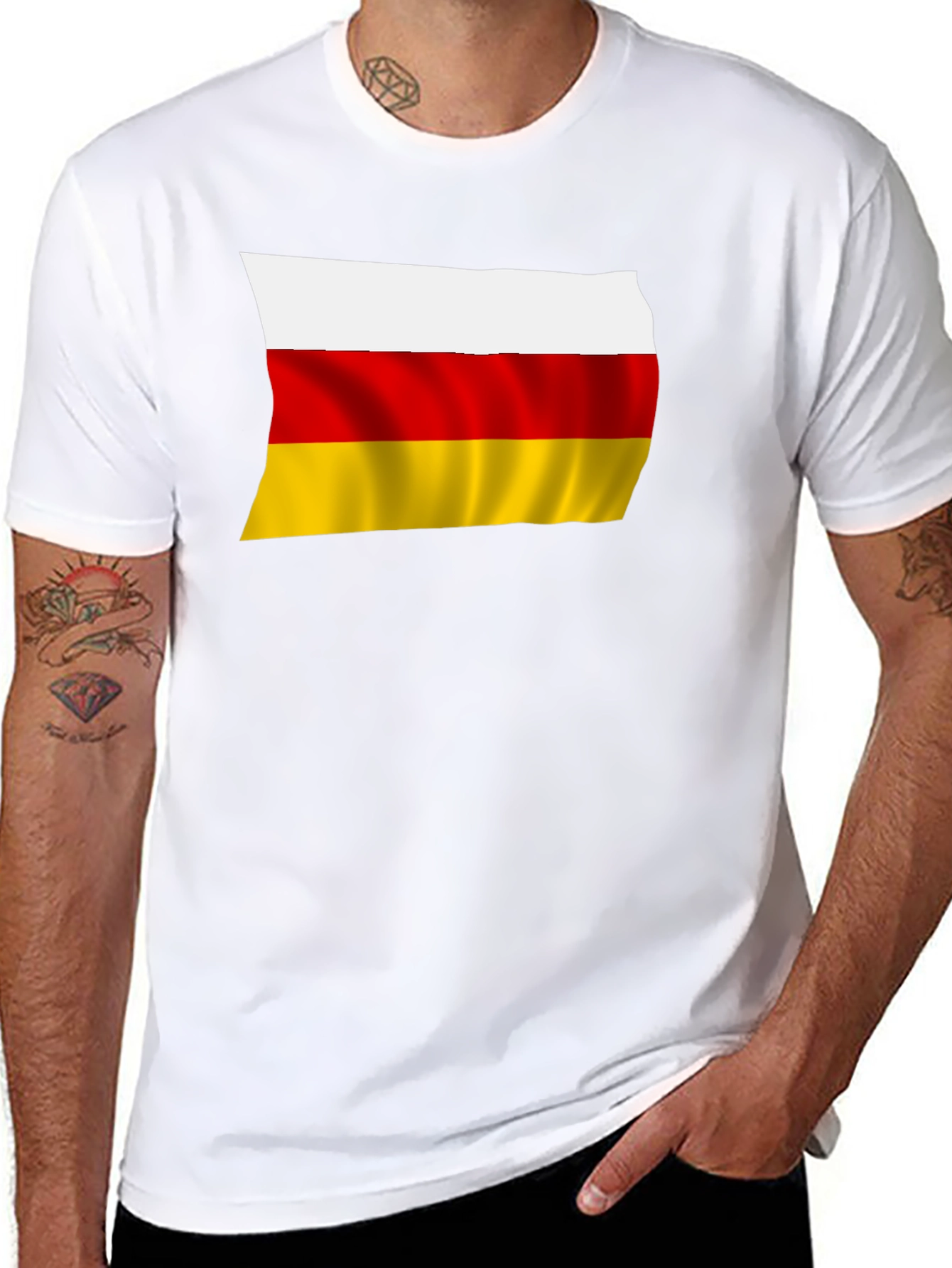 South Ossetia Flag T-Shirt - Black Crew Neck