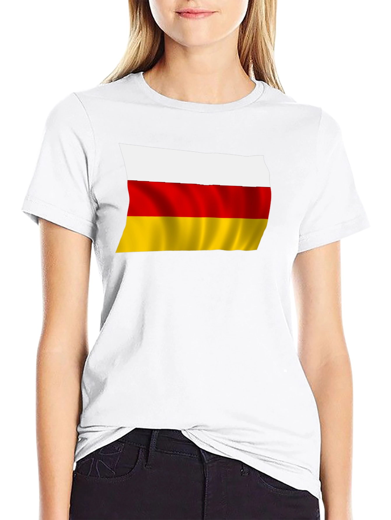 South Ossetia Flag T-Shirt - Black Crew Neck