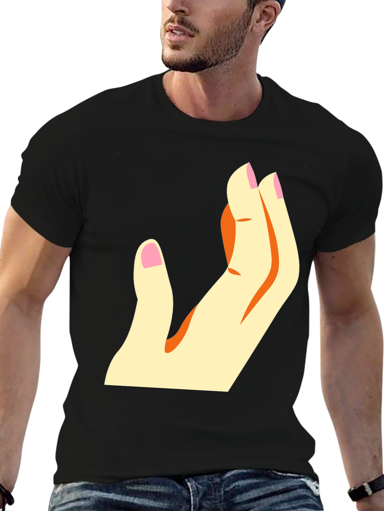 Stylized Hand Graphic T-Shirt - Casual Wear