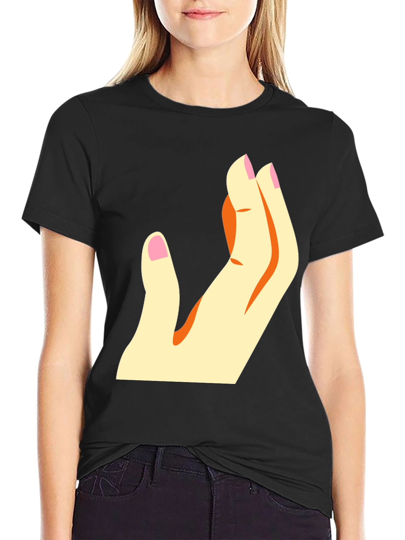 Stylized Hand Graphic T-Shirt - Casual Wear