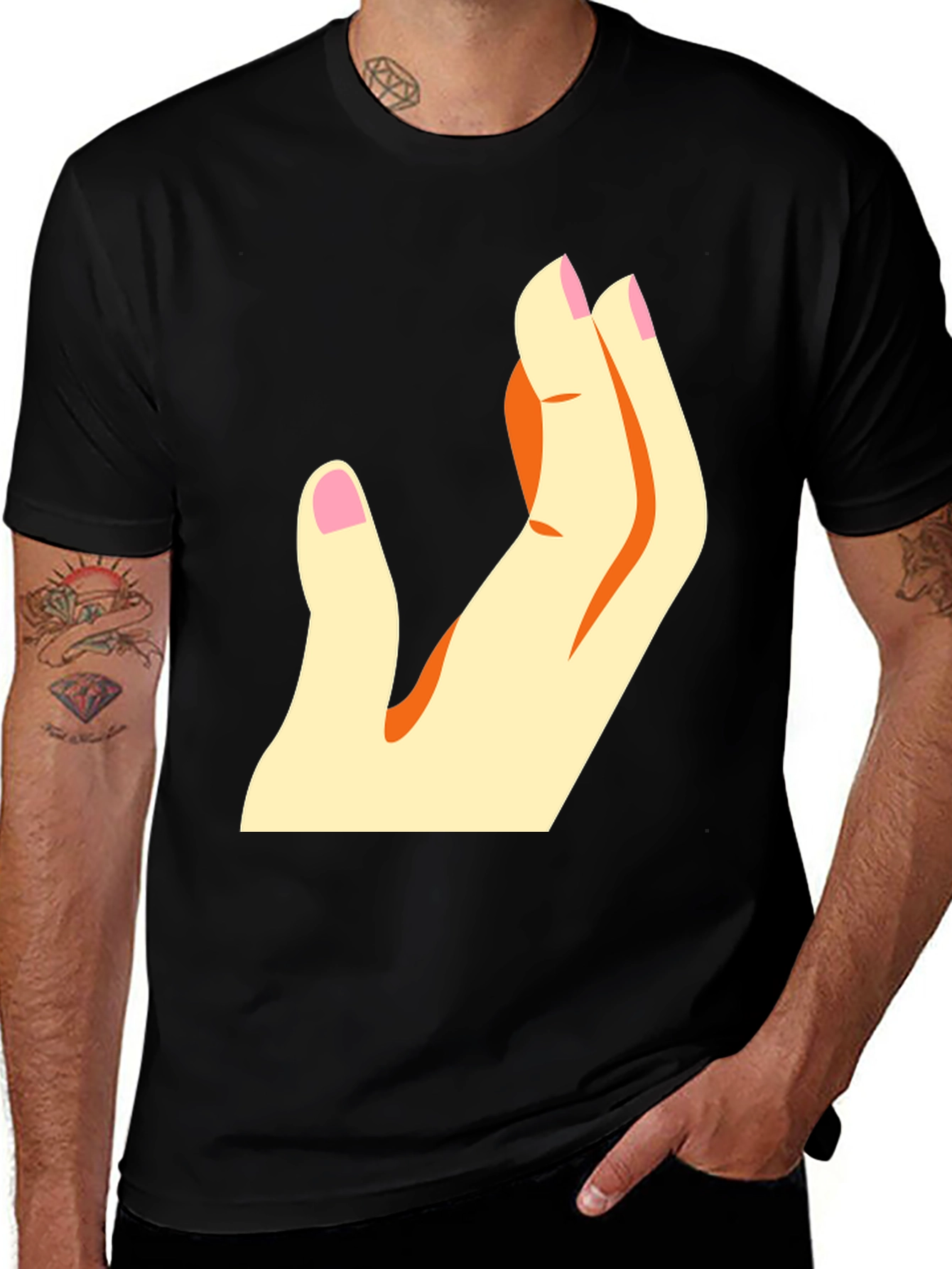 Stylized Hand Graphic T-Shirt - Casual Wear