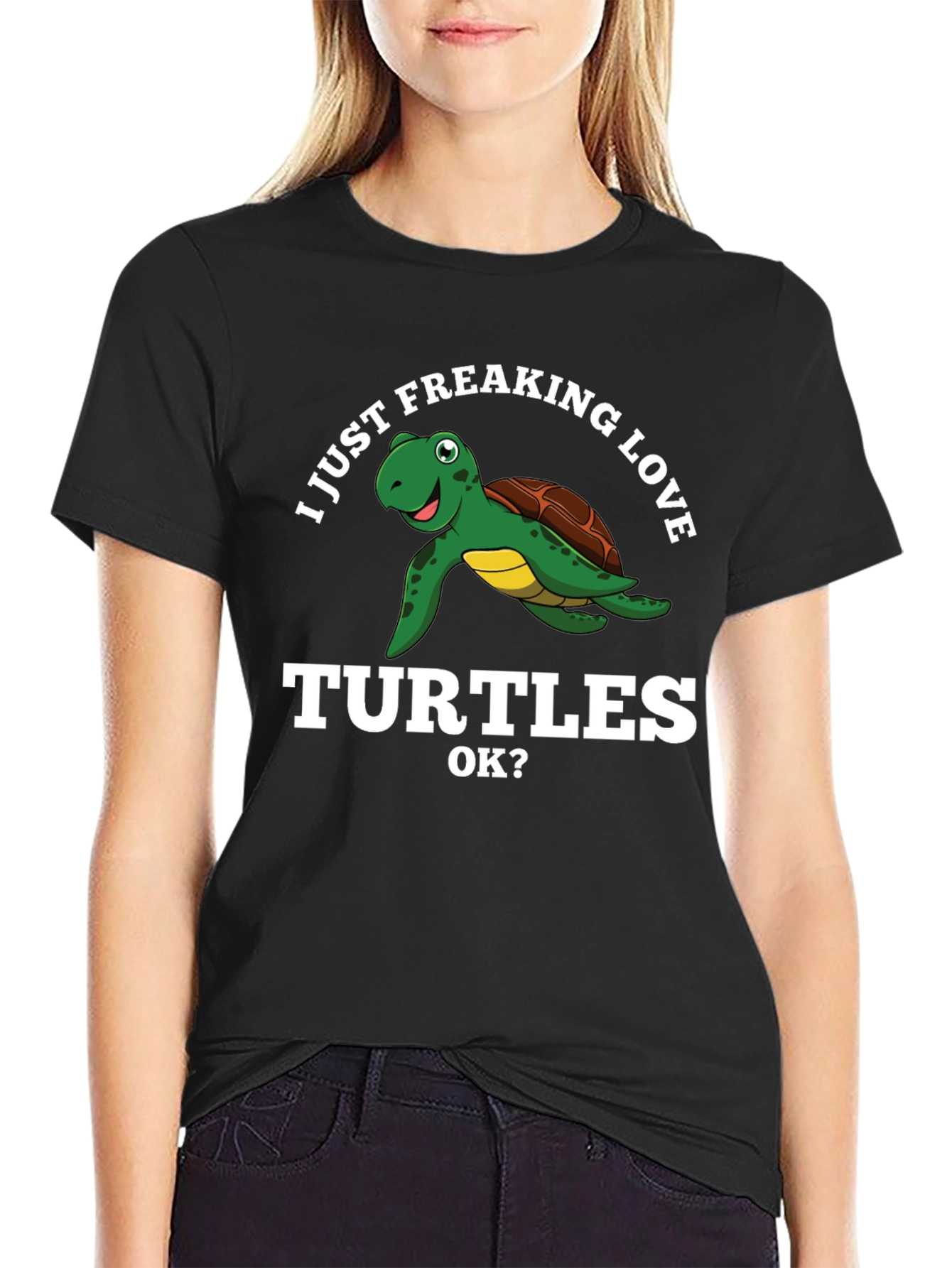 I Love Turtles Graphic Tee - Black