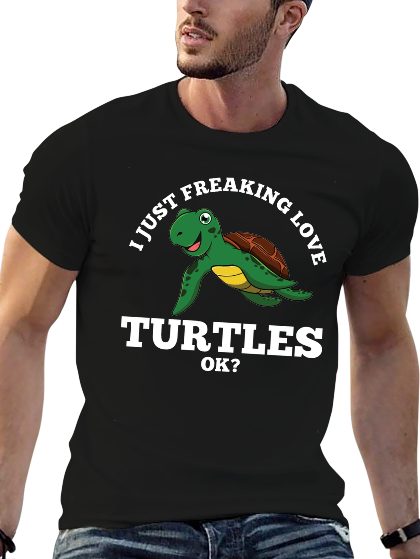 I Love Turtles Graphic Tee - Black
