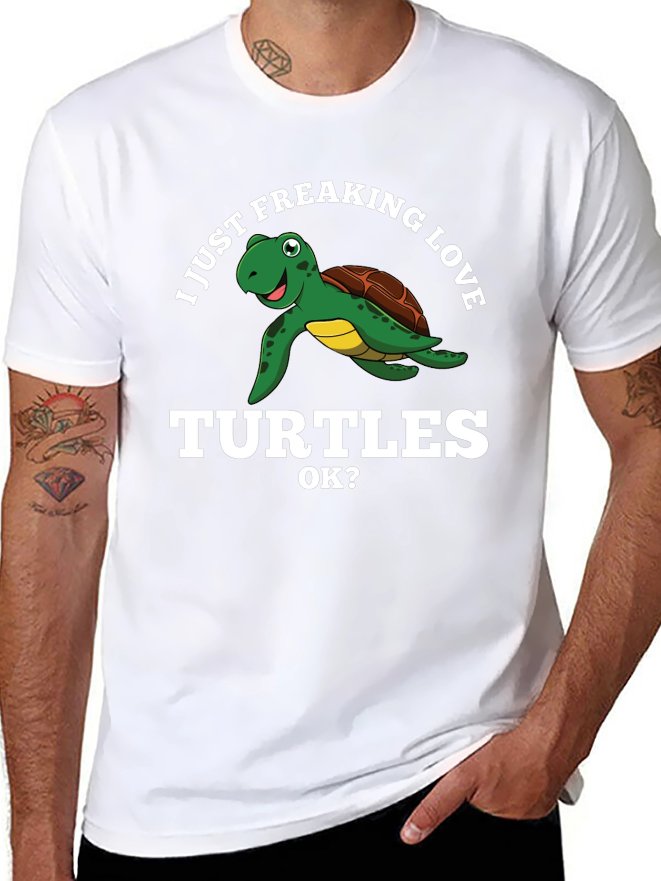 I Love Turtles Graphic Tee - Black