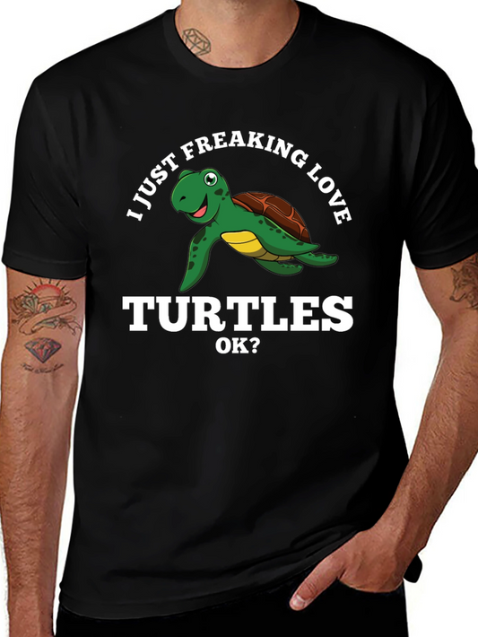 I Love Turtles Graphic Tee - Black