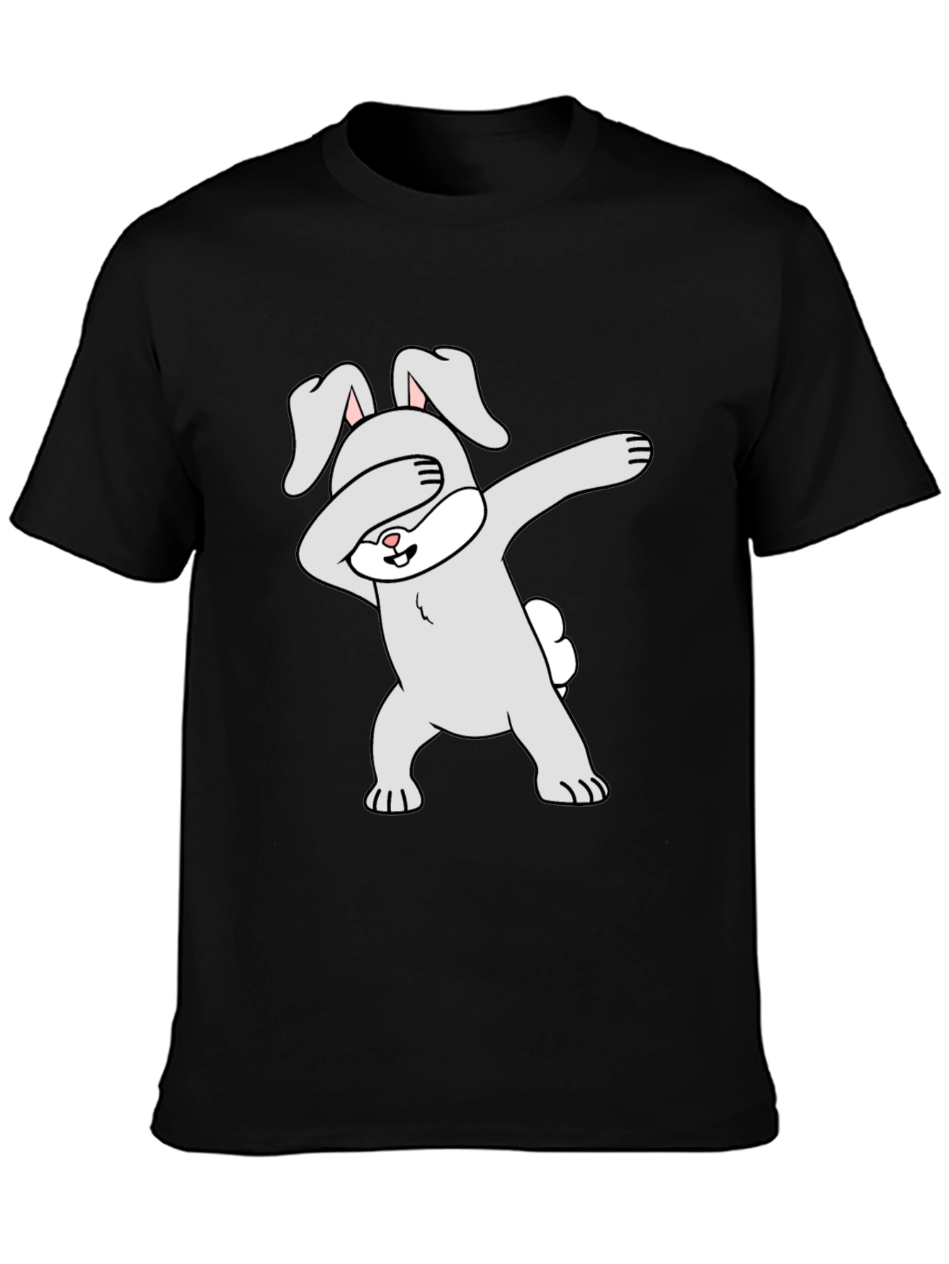 Dabbing Bunny Graphic Tee - Black Cotton Casual Shirt