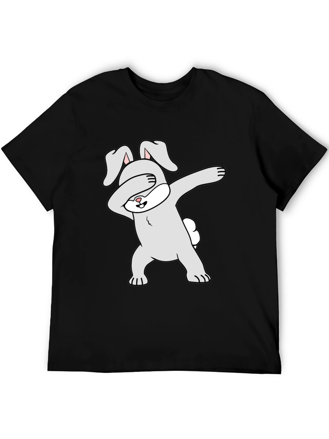 Dabbing Bunny Graphic Tee - Black Cotton Casual Shirt