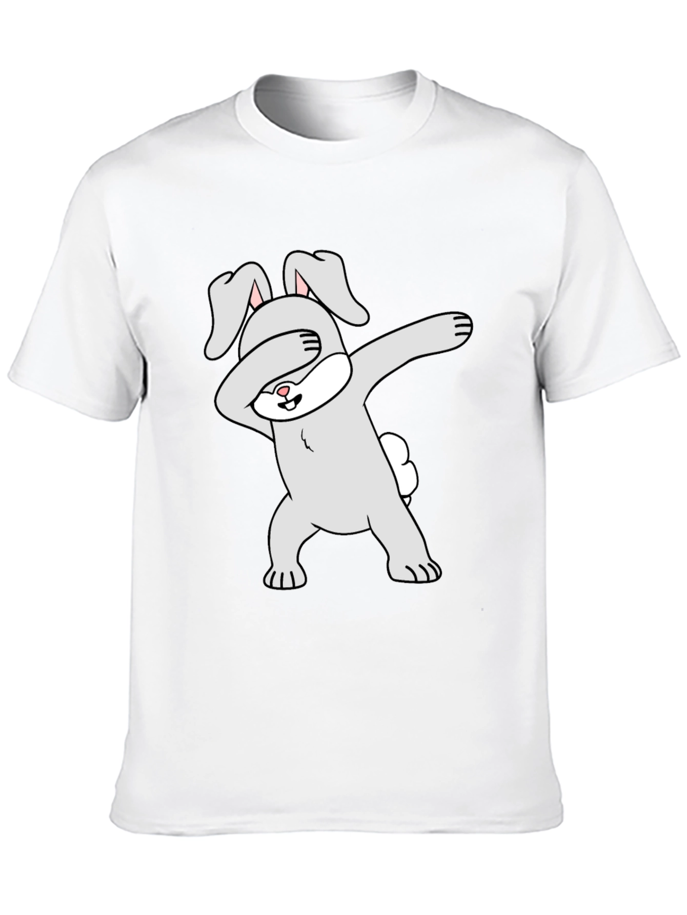 Dabbing Bunny Graphic Tee - Black Cotton Casual Shirt