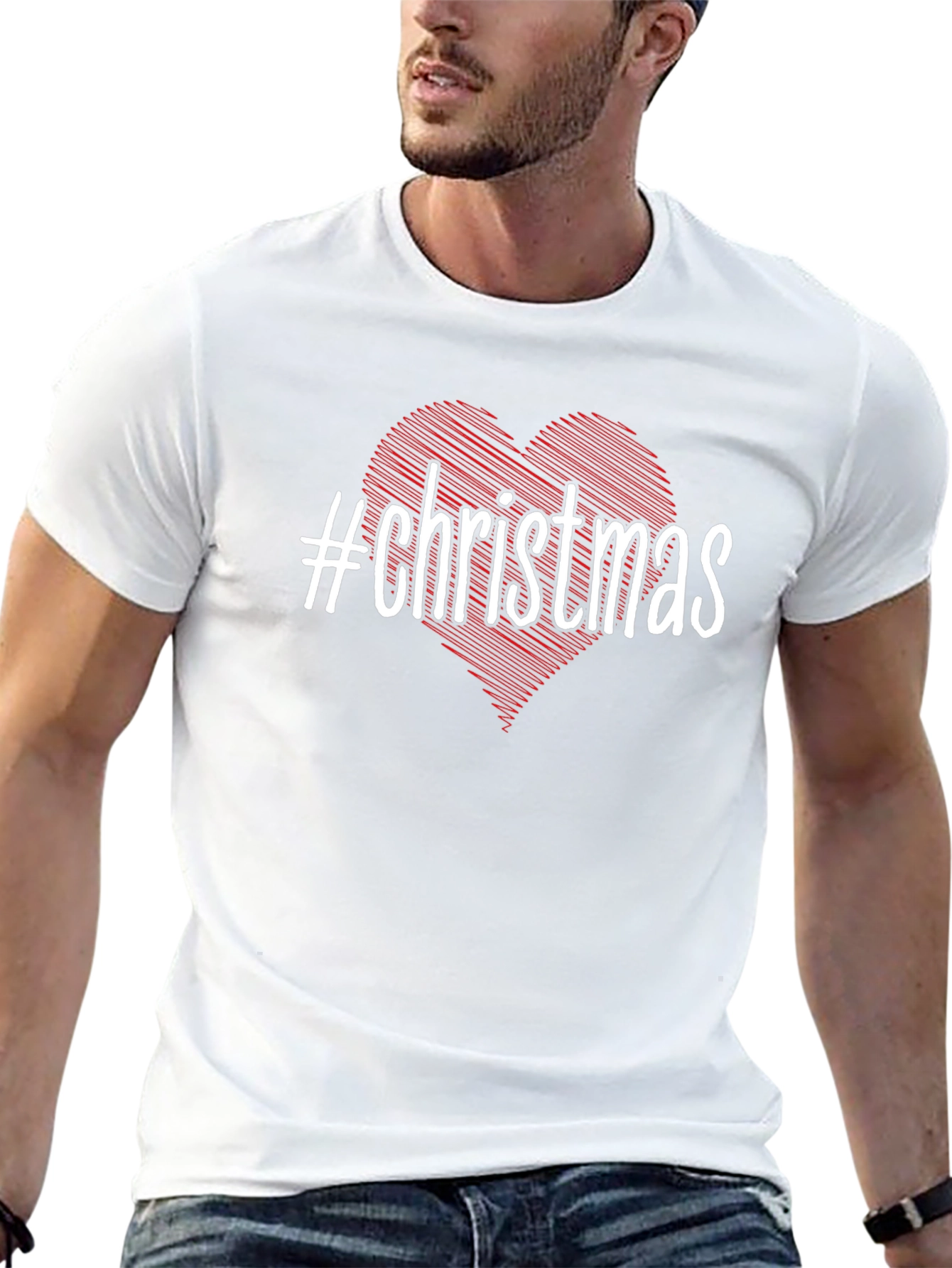 #Christmas Heart Graphic Black T-Shirt