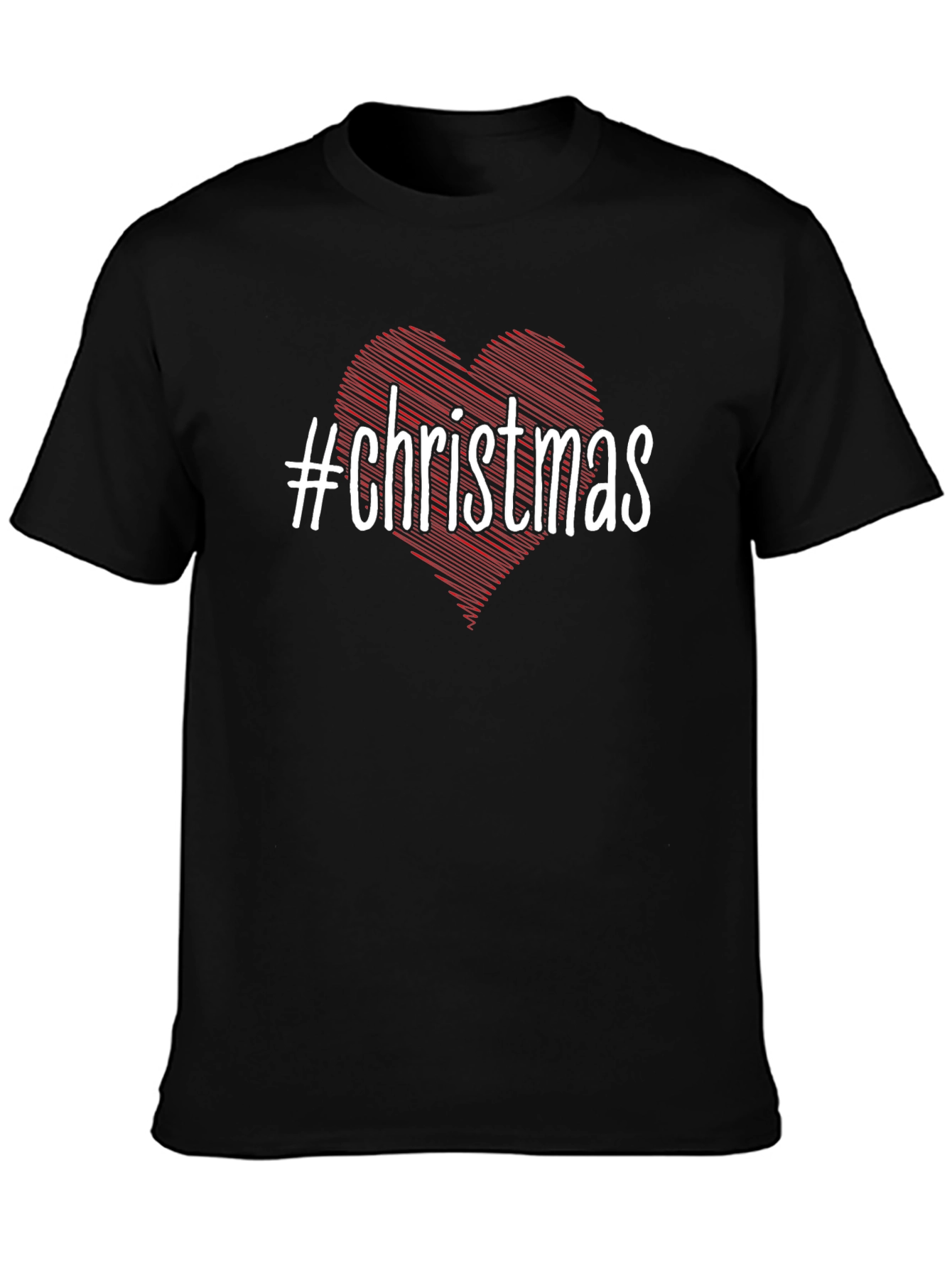 #Christmas Heart Graphic Black T-Shirt