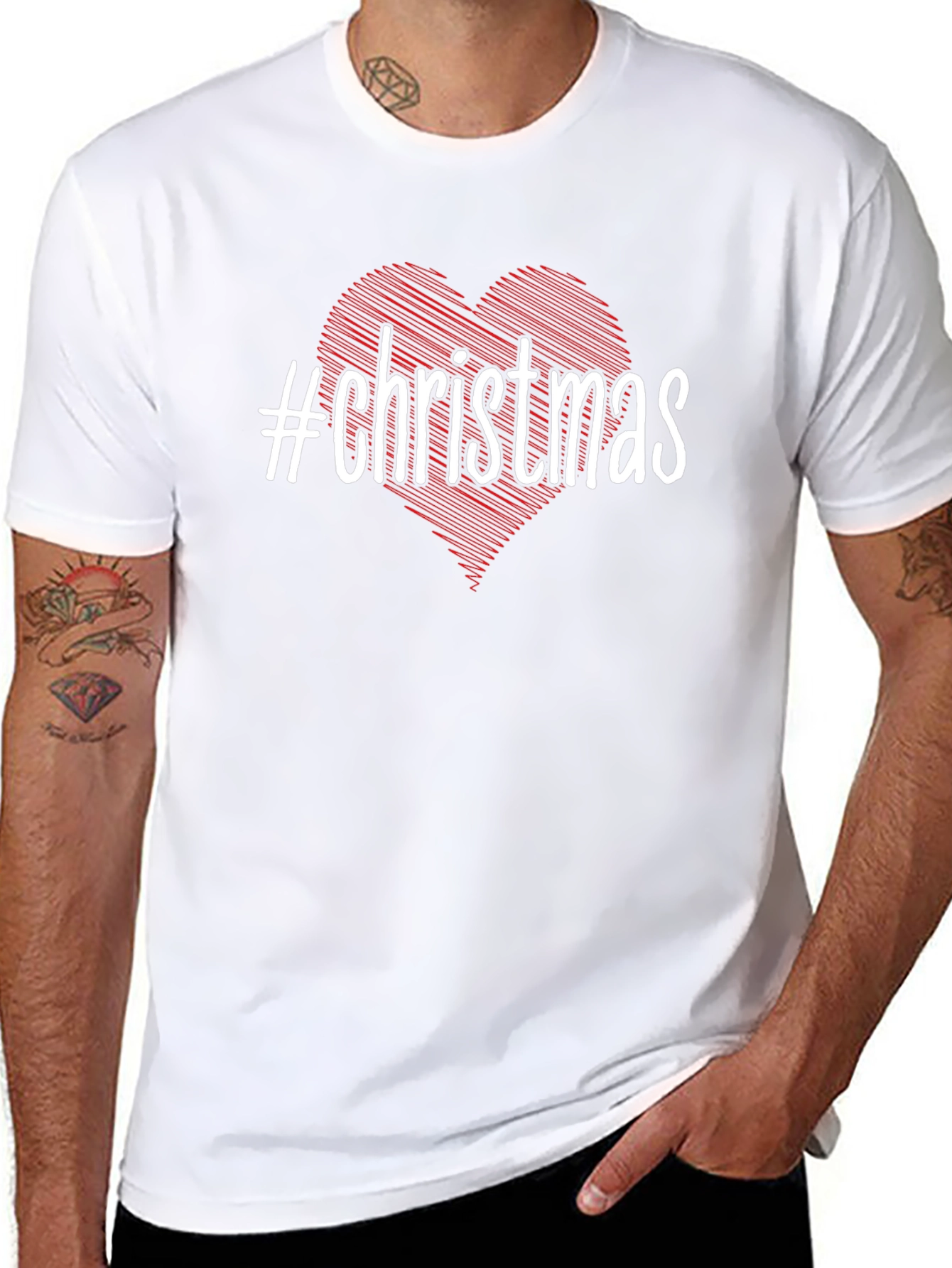 #Christmas Heart Graphic Black T-Shirt