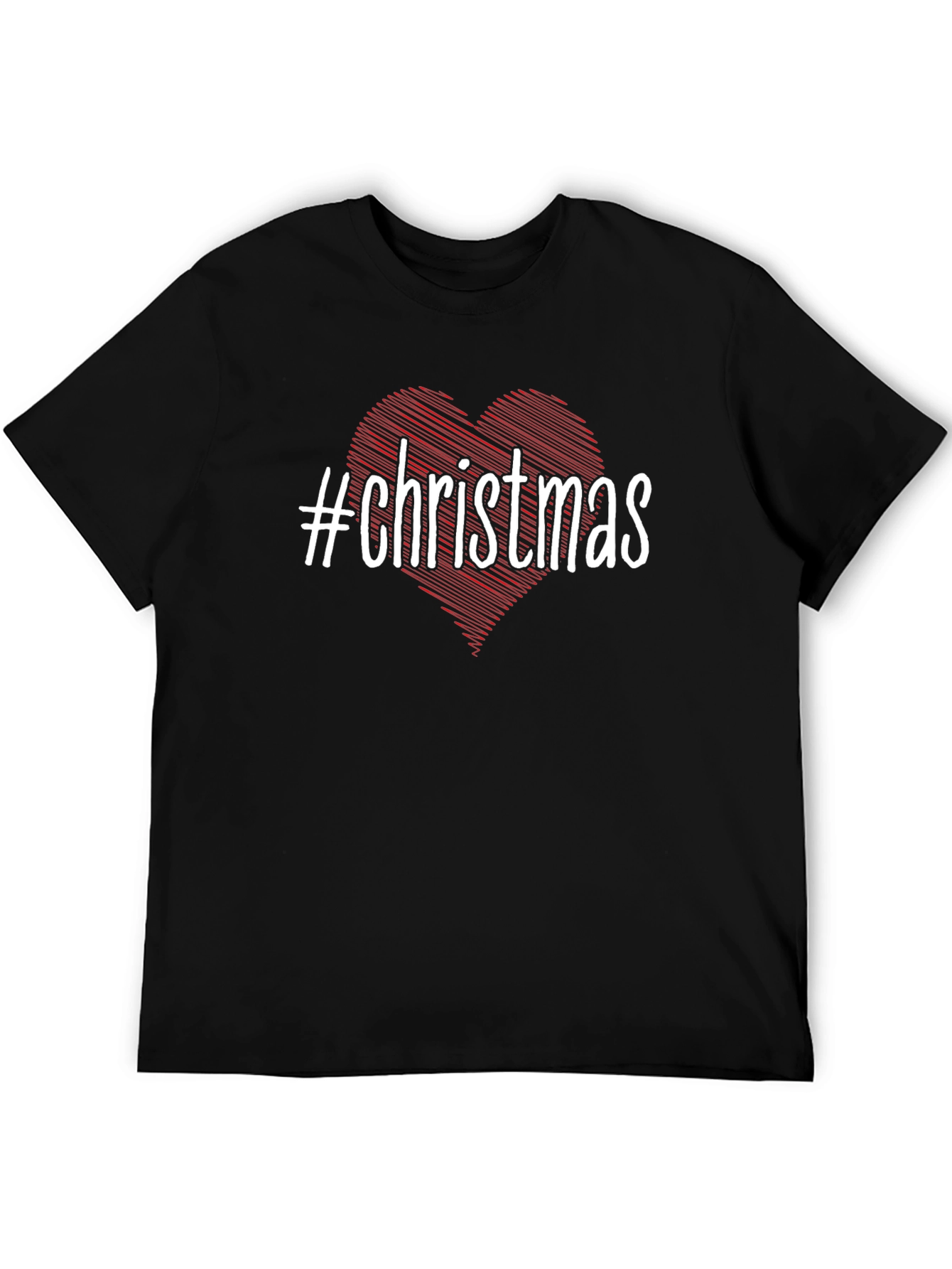 #Christmas Heart Graphic Black T-Shirt