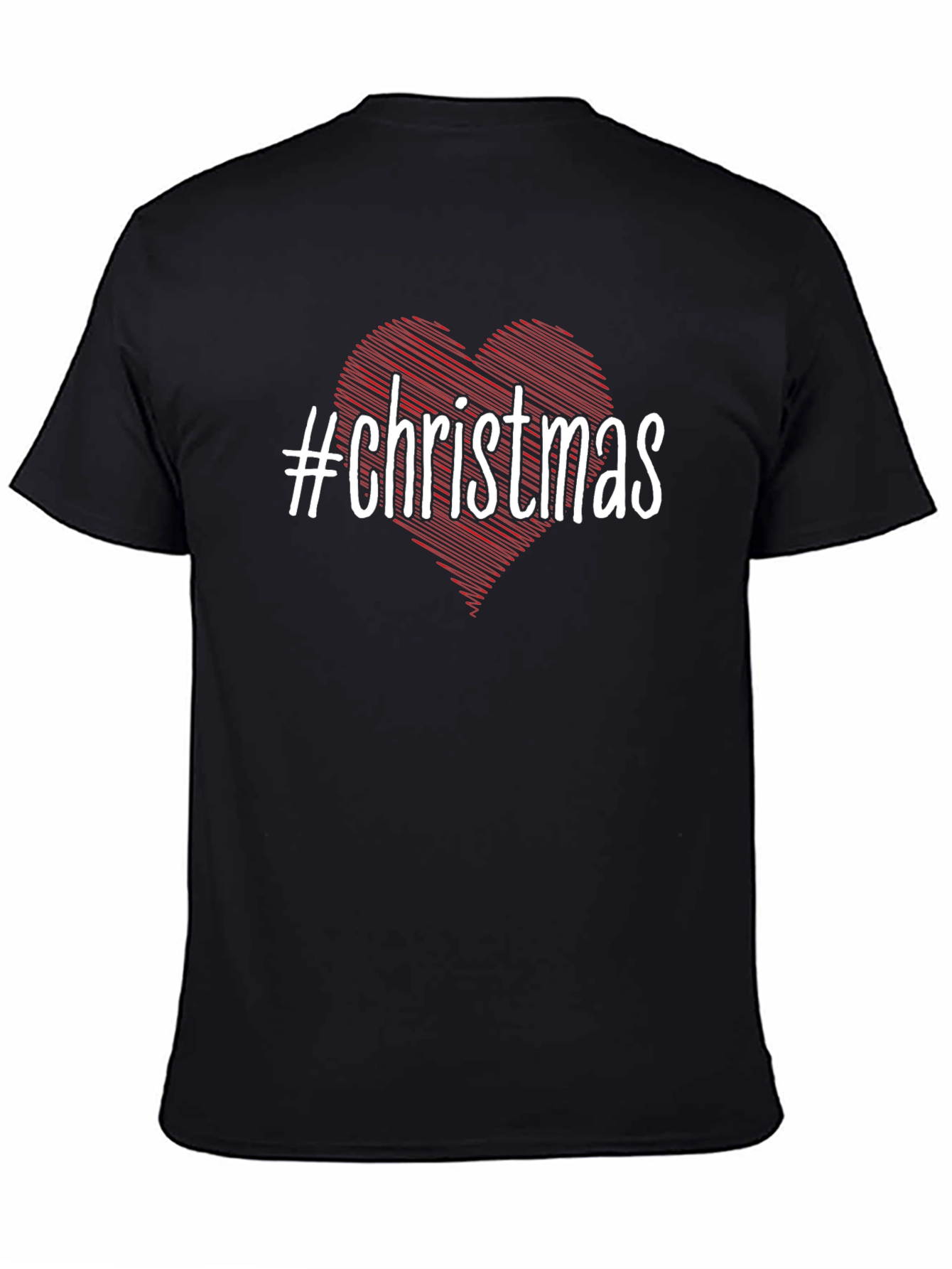 #Christmas Heart Graphic Black T-Shirt