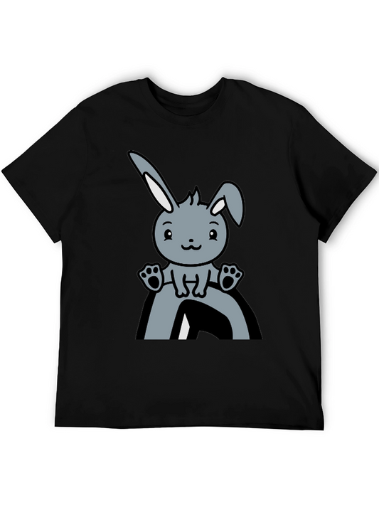 Cute Bunny Graphic Tee - Black Cotton Comfort