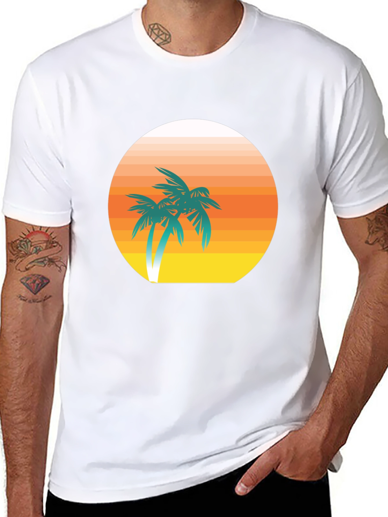 Retro Palm Tree Sunset Graphic T-Shirt
