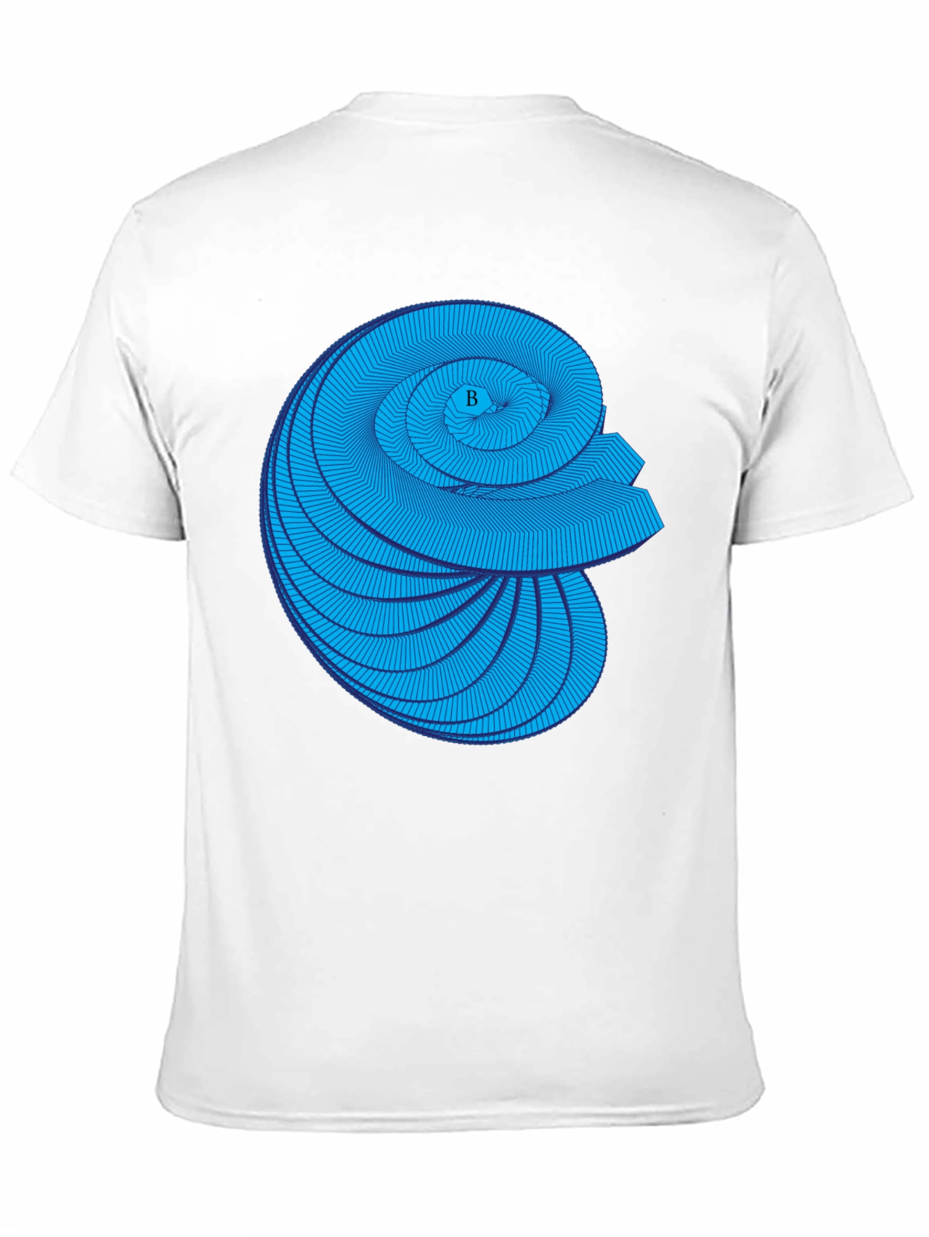 Geometric Blue Spiral Graphic Black T-Shirt
