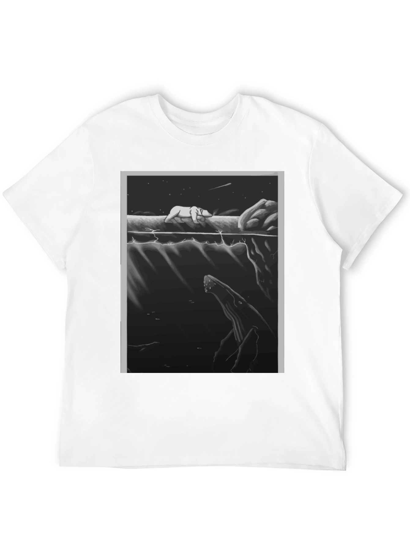 Black Graphic Tee: Polar Bear & Whale