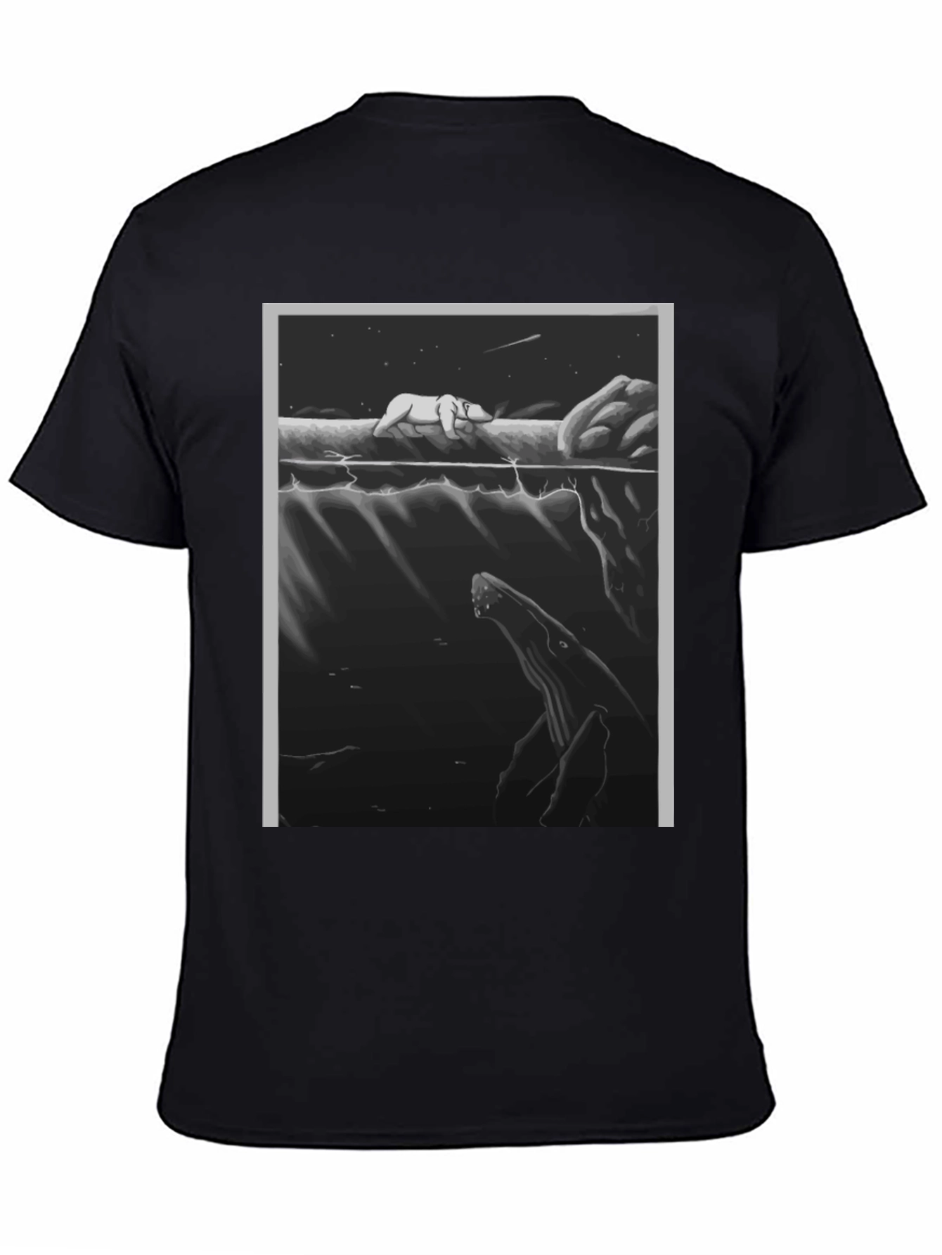 Black Graphic Tee: Polar Bear & Whale