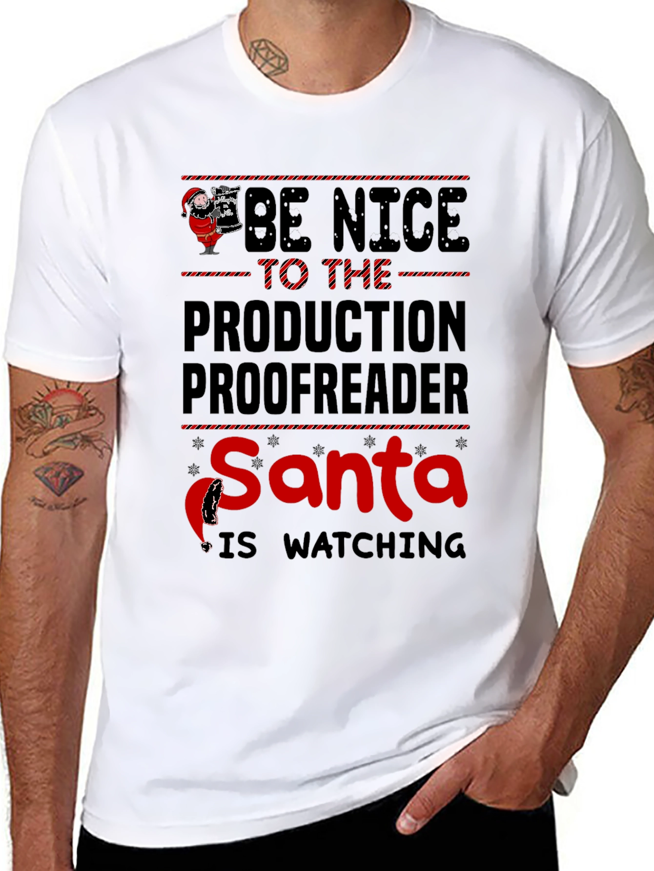 Be Nice to the Production Proofreader Santa T-Shirt