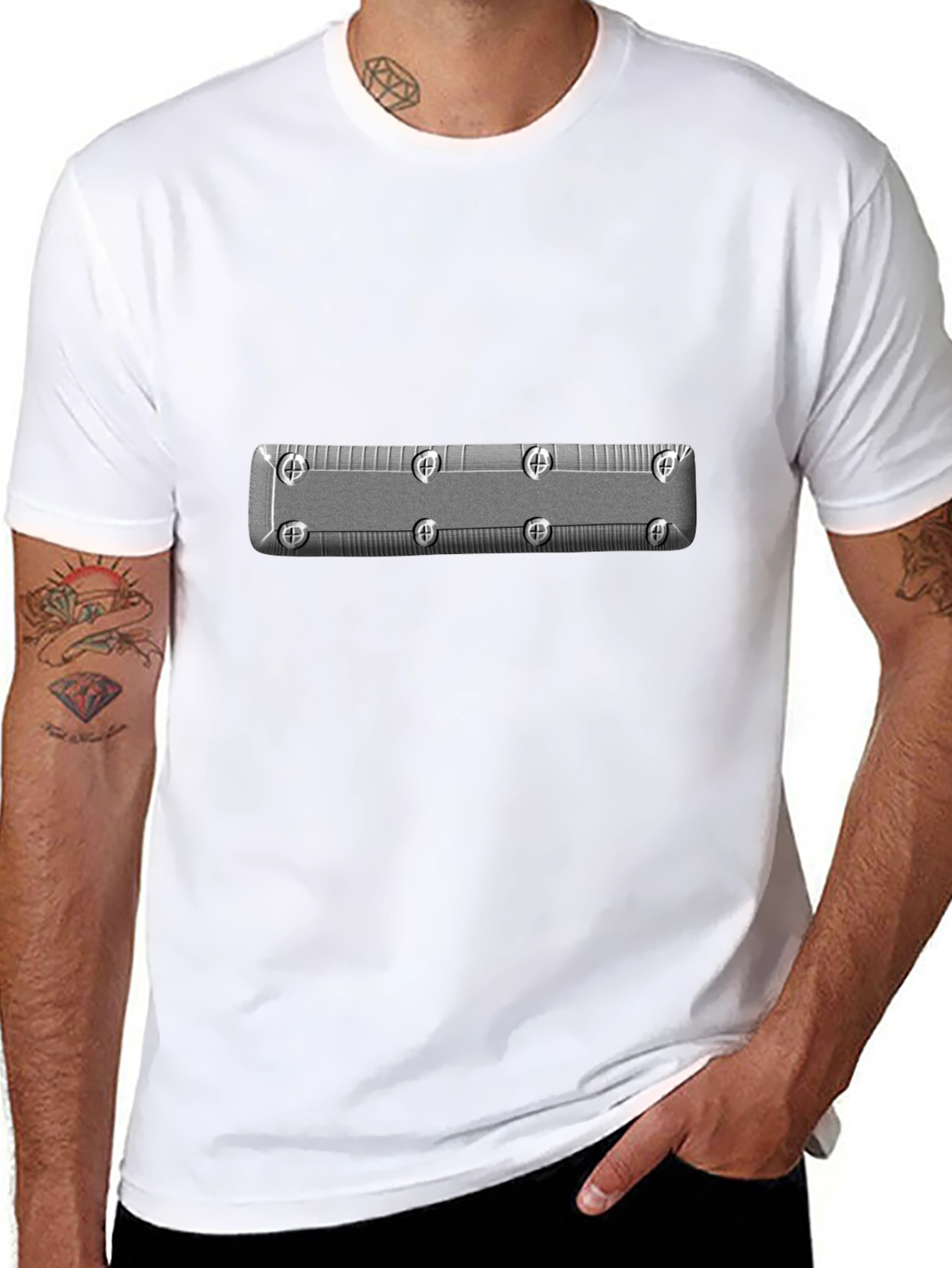 Cool Black T-Shirt with Industrial Silver Design