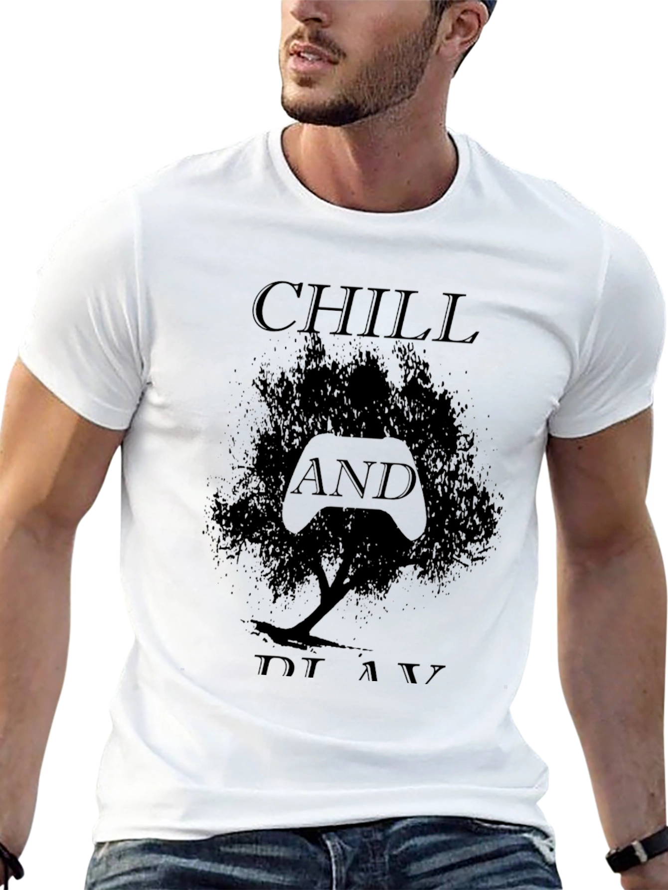 Chill and Play Black Graphic Tee