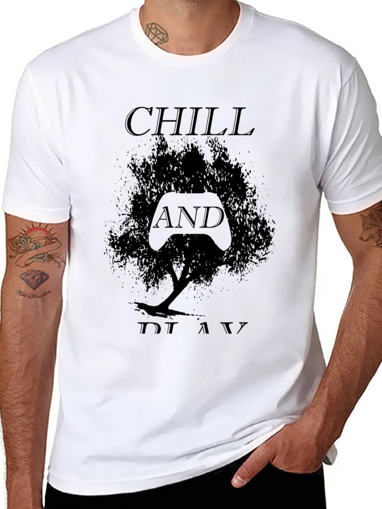 Chill and Play Black Graphic Tee