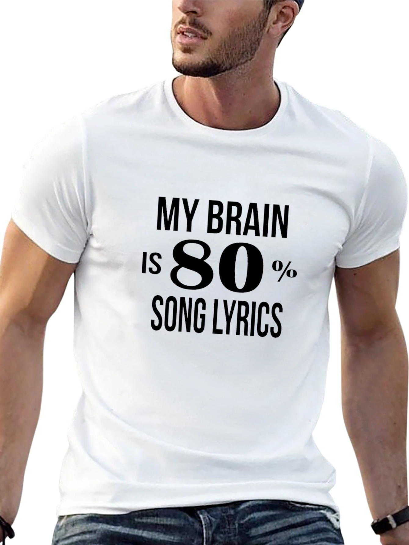 My Brain is 80% Song Lyrics Black T-Shirt