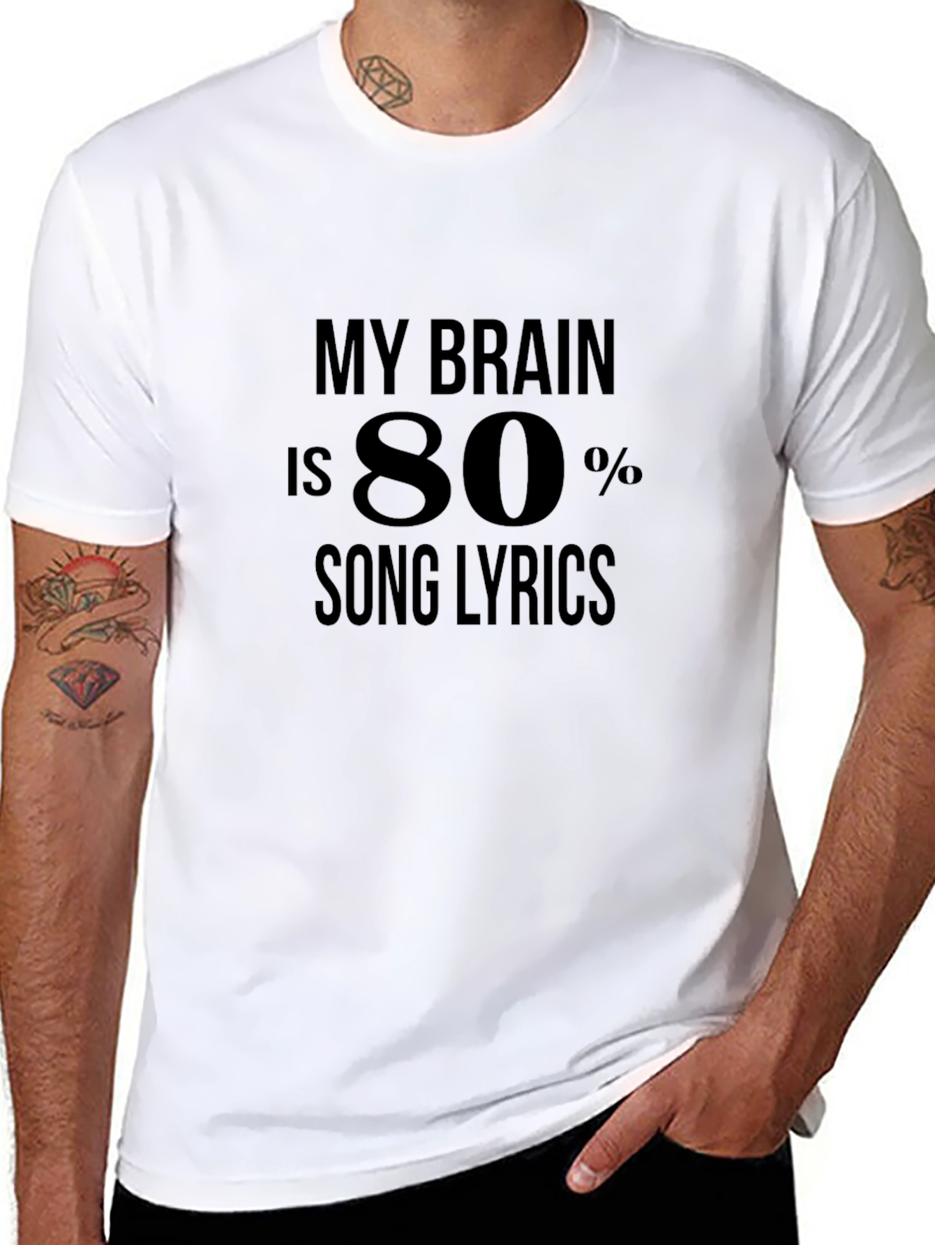 My Brain is 80% Song Lyrics Black T-Shirt