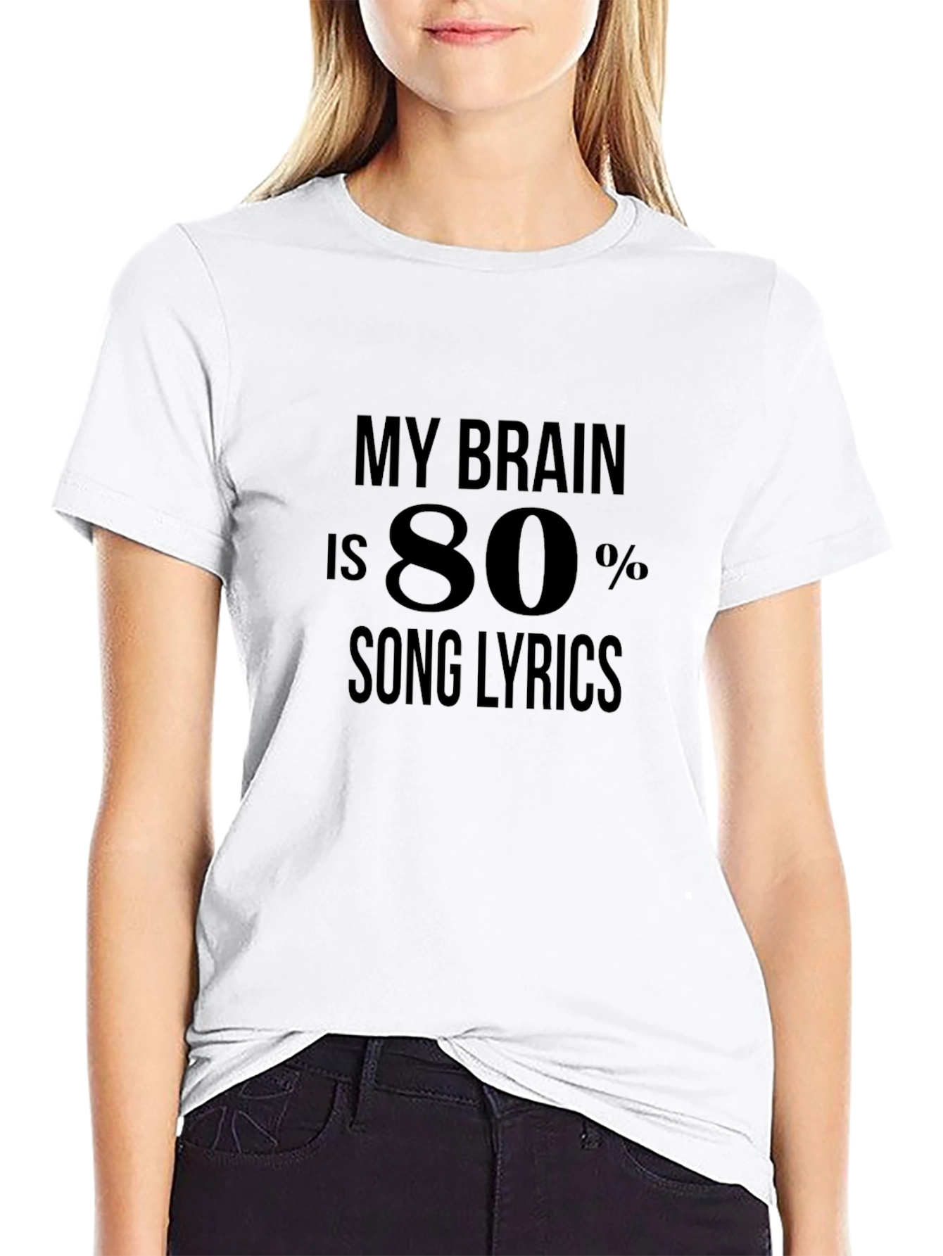 My Brain is 80% Song Lyrics Black T-Shirt