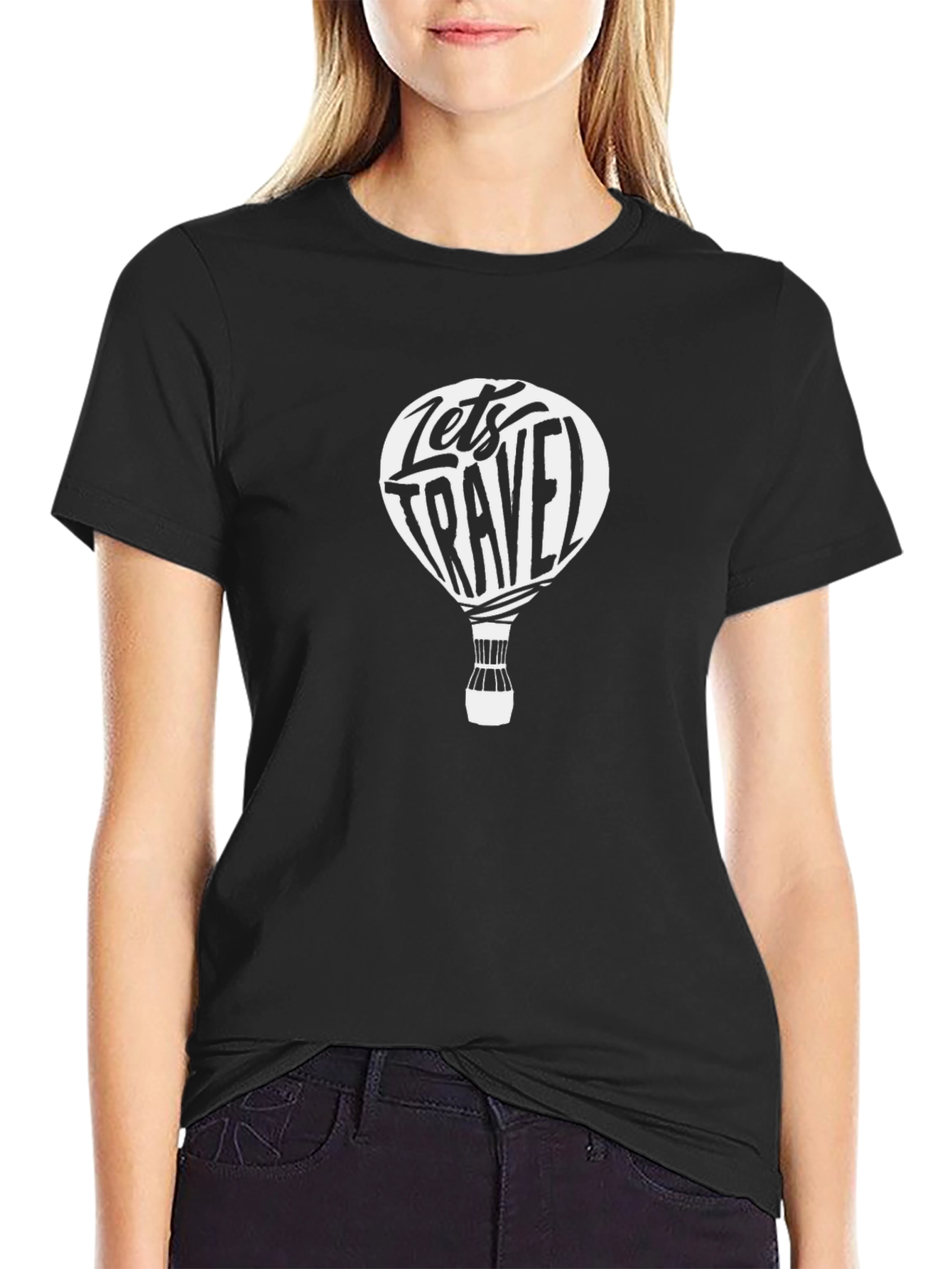Lets Travel Graphic Tee - Black Cotton T-Shirt