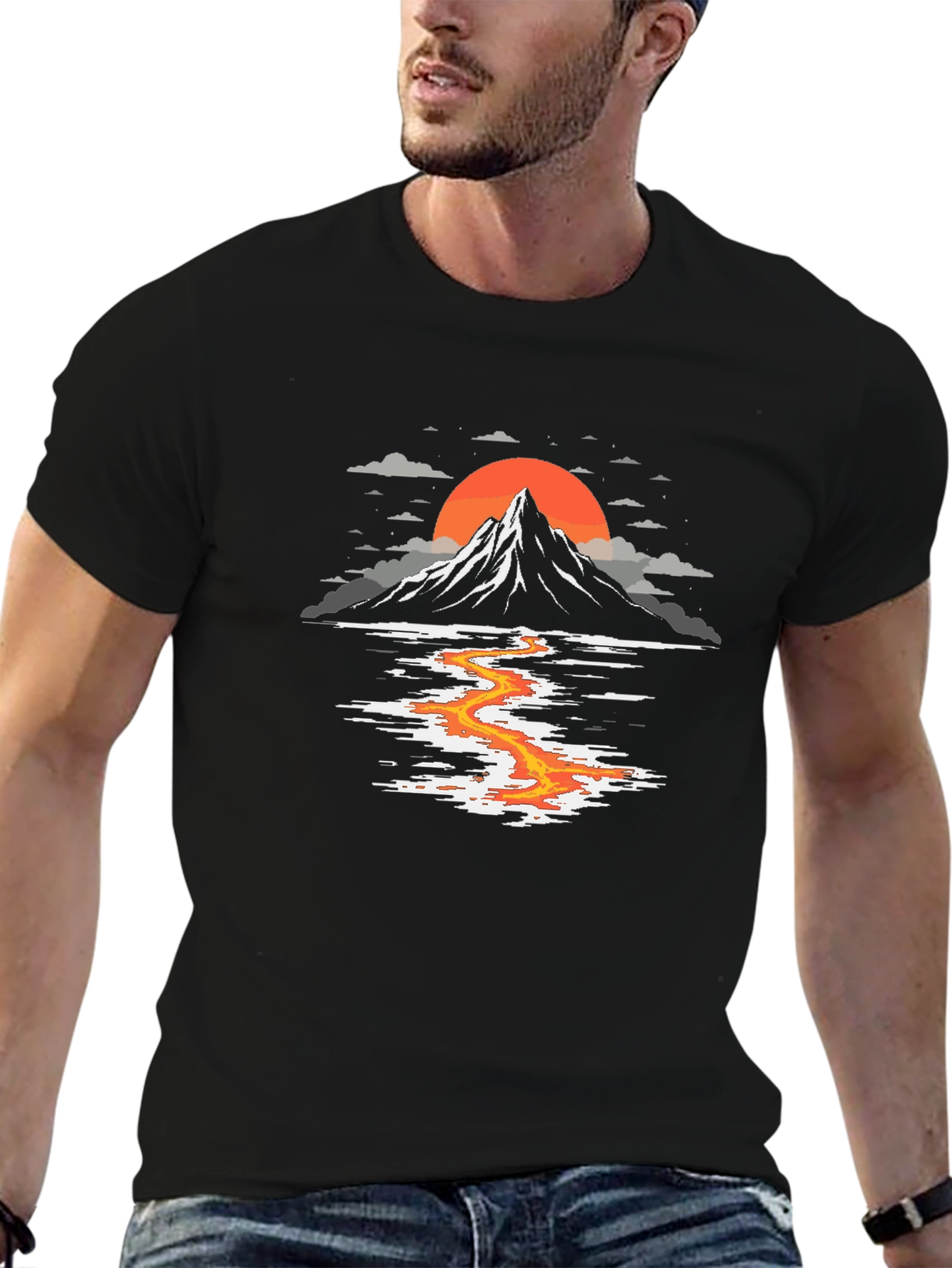 Volcano River Graphic Tee - Black