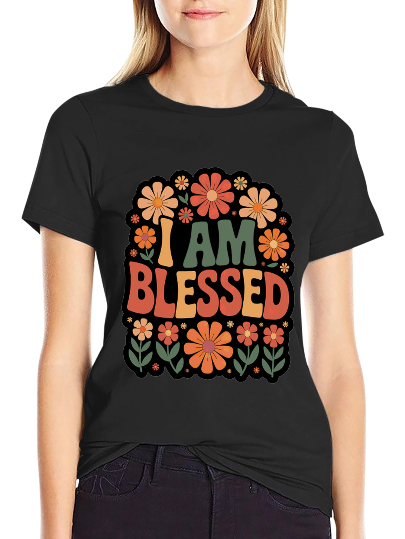 I Am Blessed Floral Graphic T-Shirt