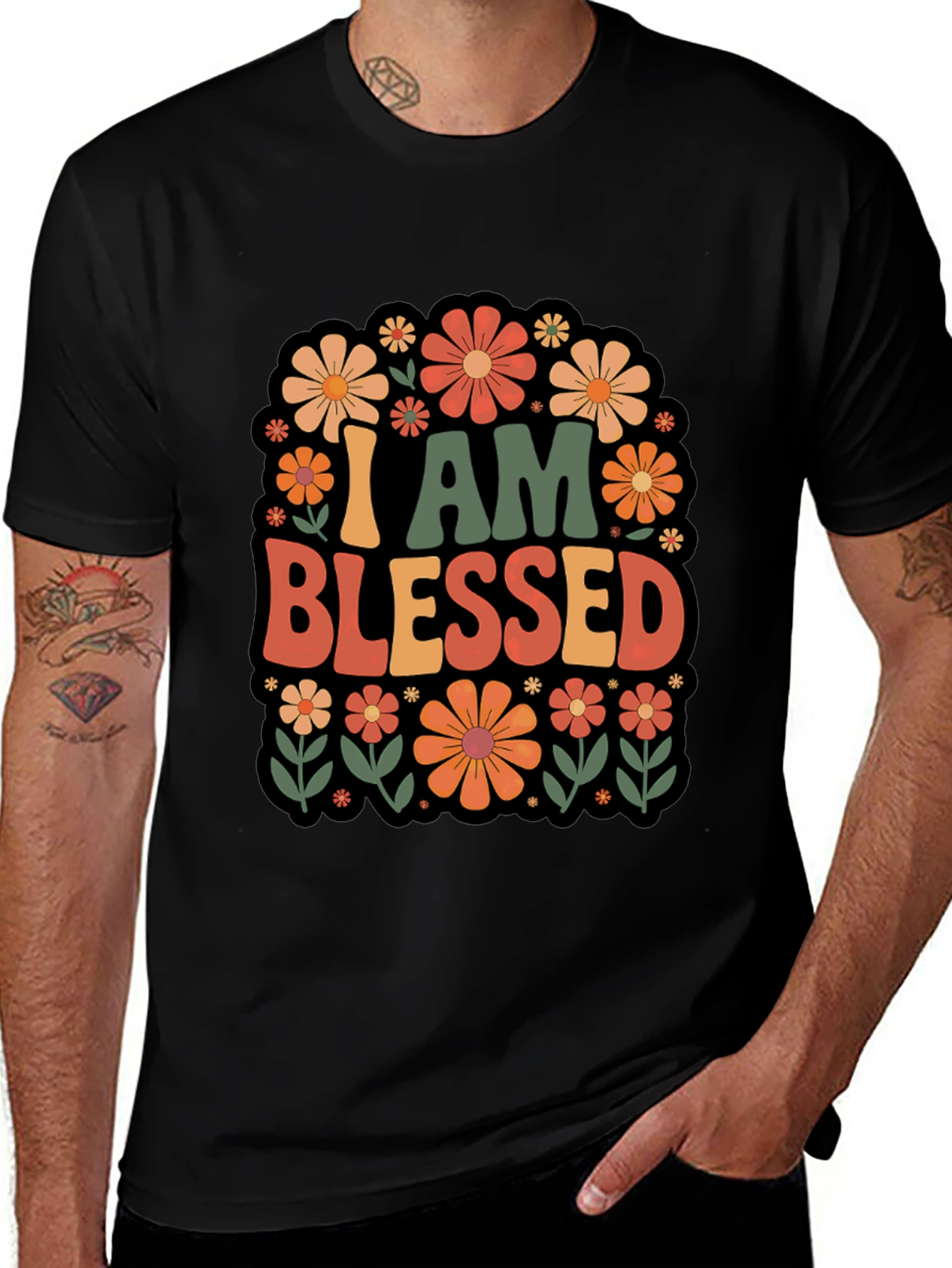I Am Blessed Floral Graphic T-Shirt