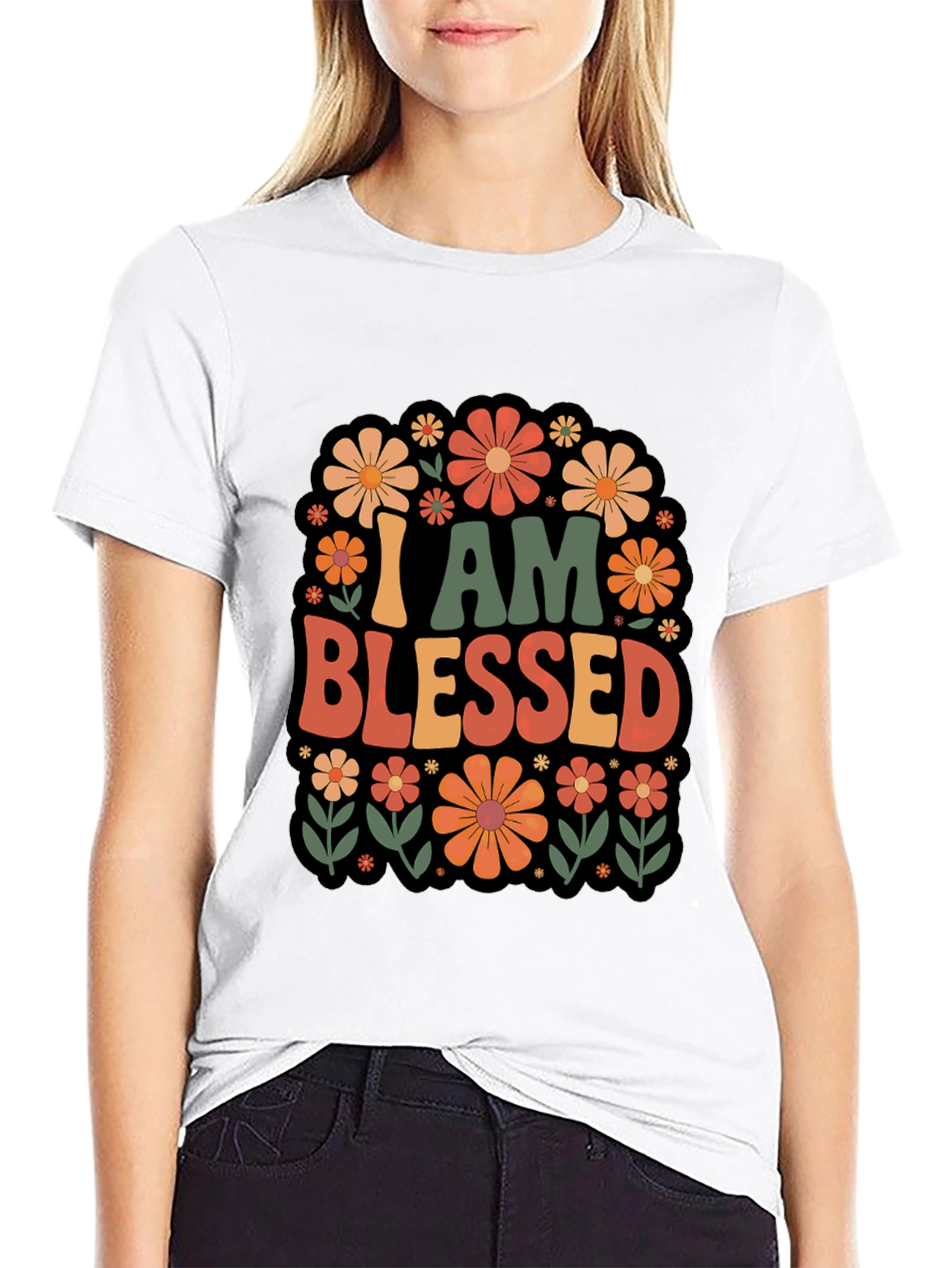 I Am Blessed Floral Graphic T-Shirt