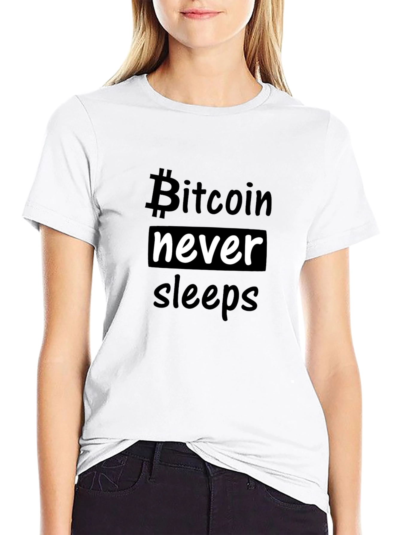 Bitcoin Never Sleeps Graphic T-Shirt - Black