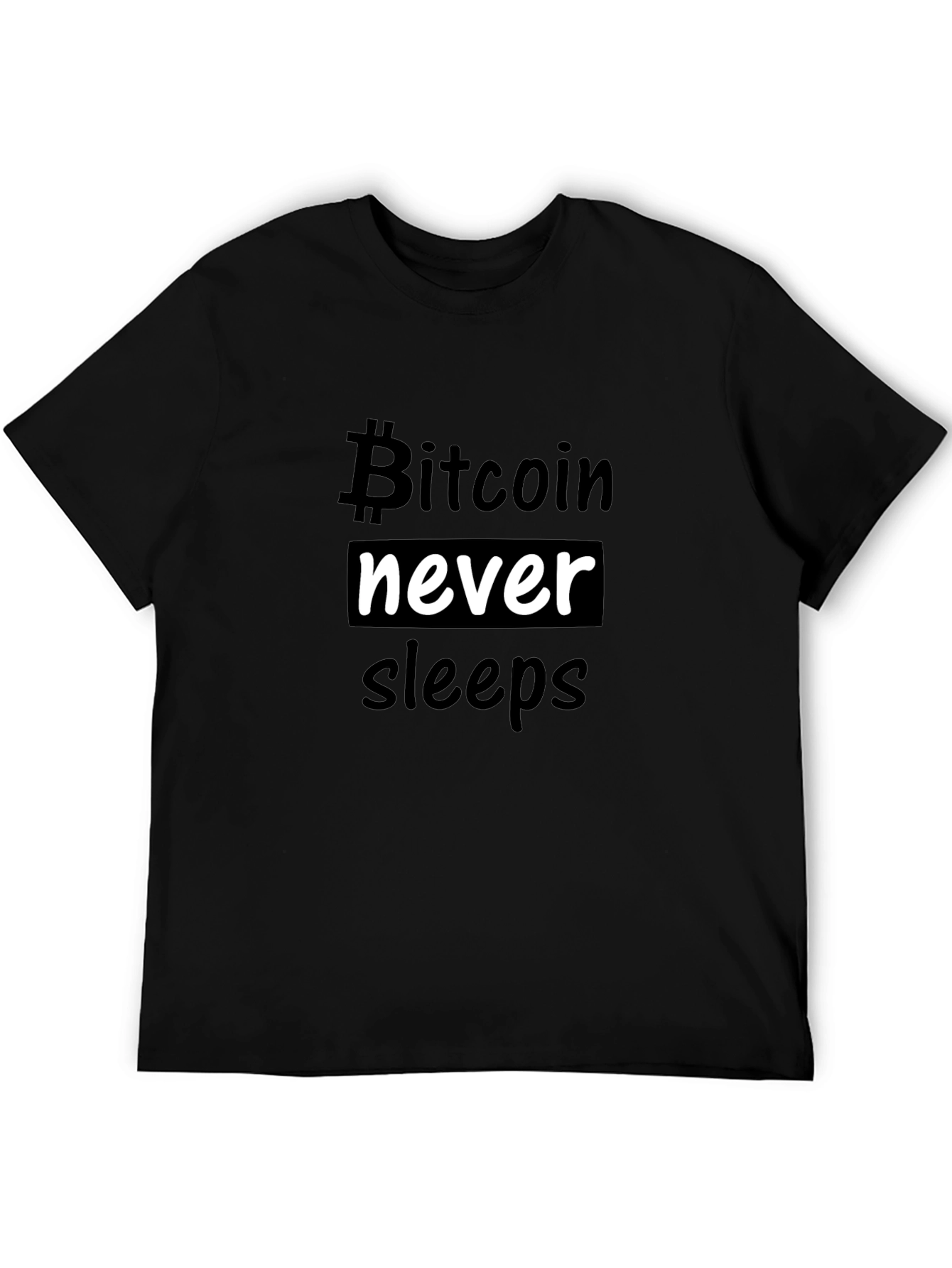 Bitcoin Never Sleeps Graphic T-Shirt - Black