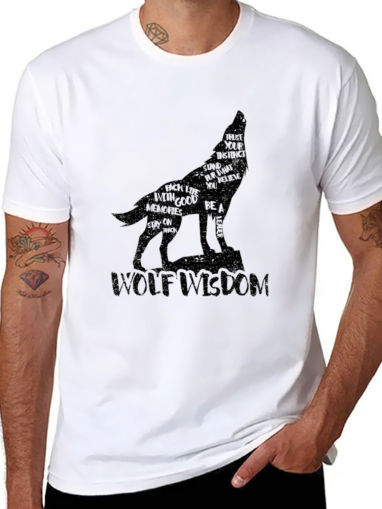 Wolf Wisdom Graphic Tee - Inspiring Mens T-Shirt