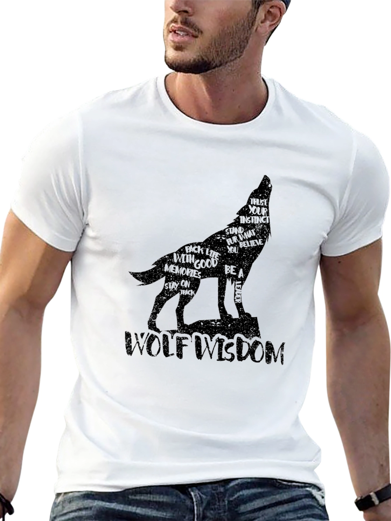 Wolf Wisdom Graphic Tee - Inspiring Mens T-Shirt