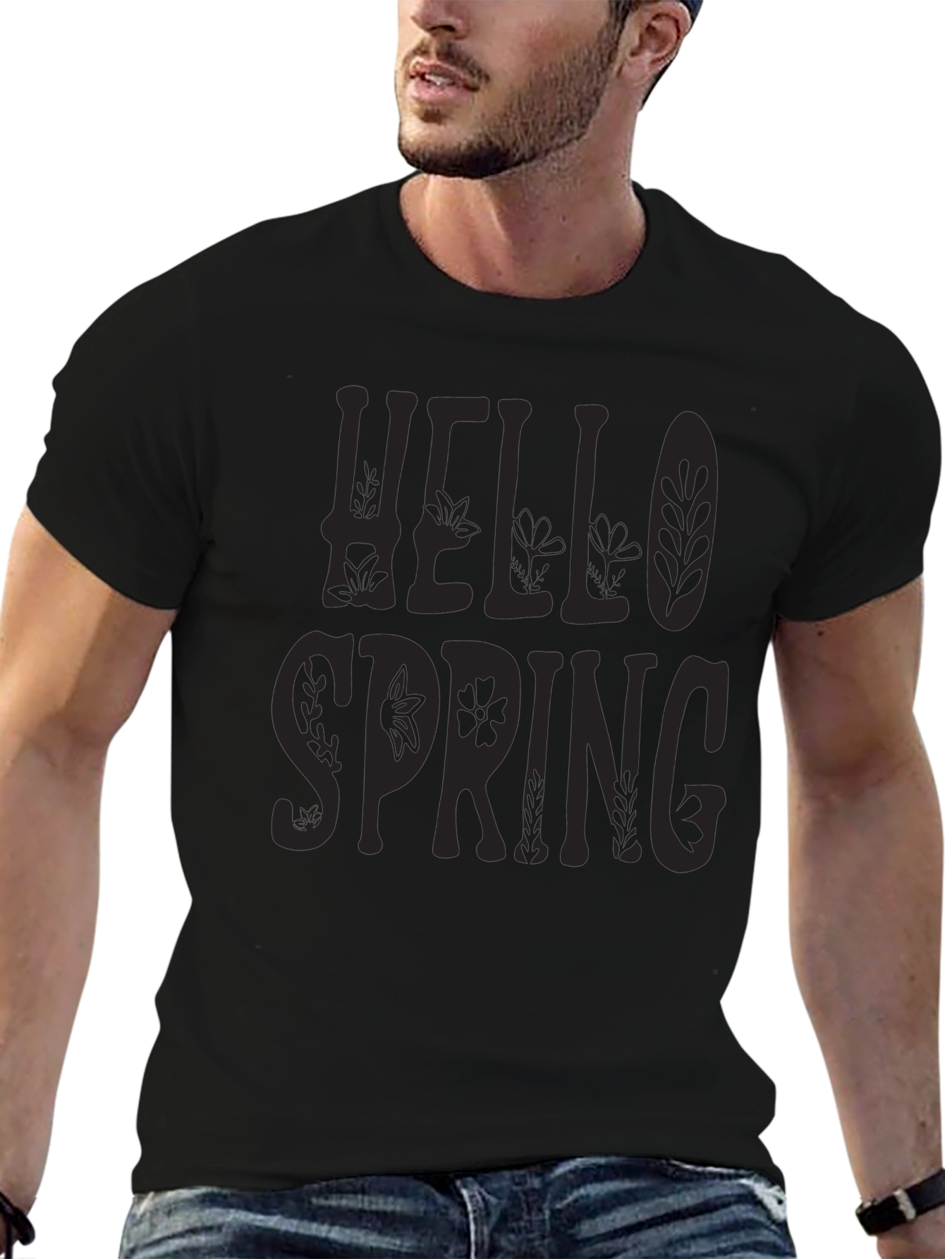 Hello Spring Graphic Tee - Black